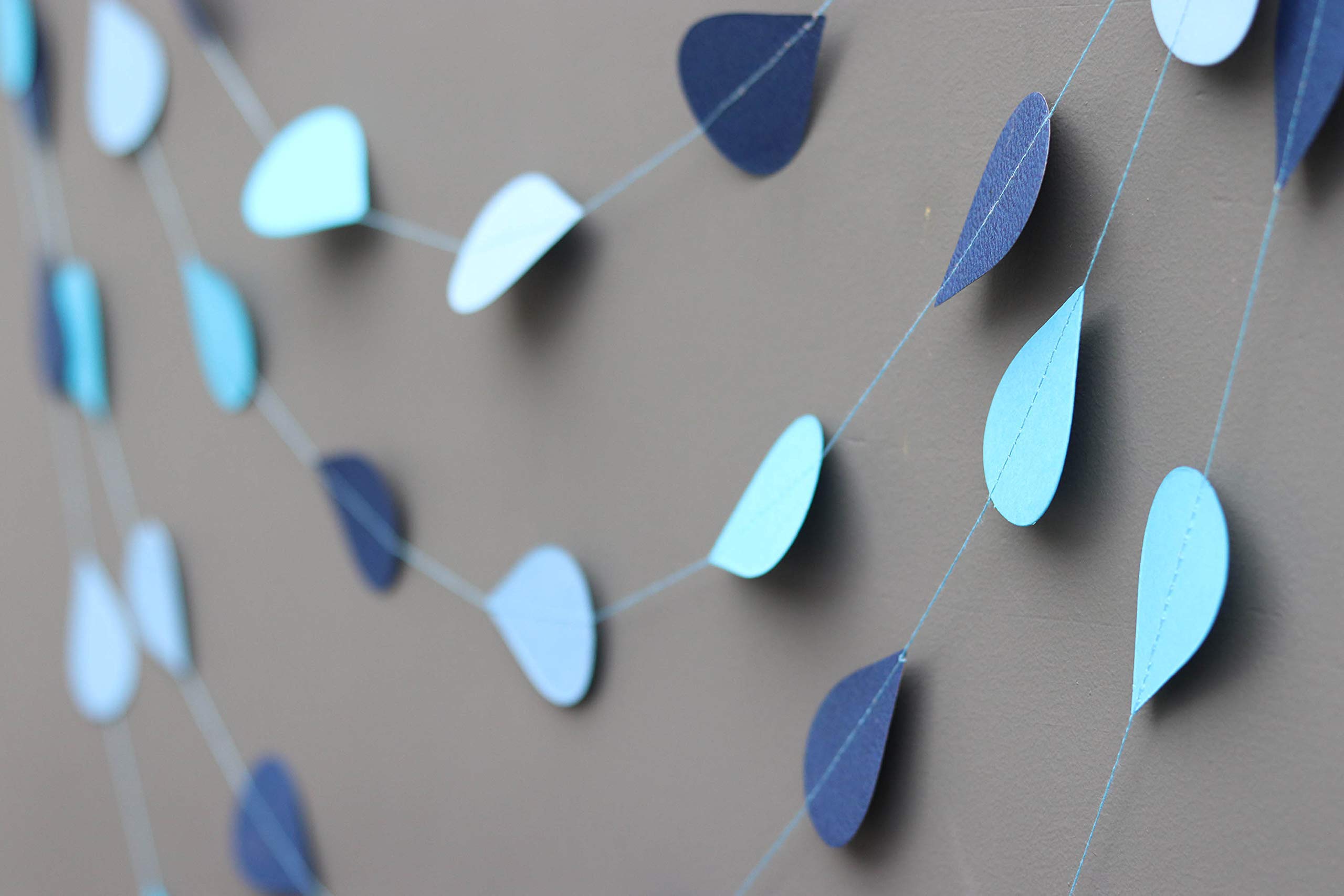 Boston Creative Company Blue Heart-Shaped Raindrop Garland - 10ft Cardstock Paper Raindrops for Nursery Decor, Baby Showers & Spring Celebrations | Perfect for April Showers Theme, Wall Decorations and Seasonal Party Decor
