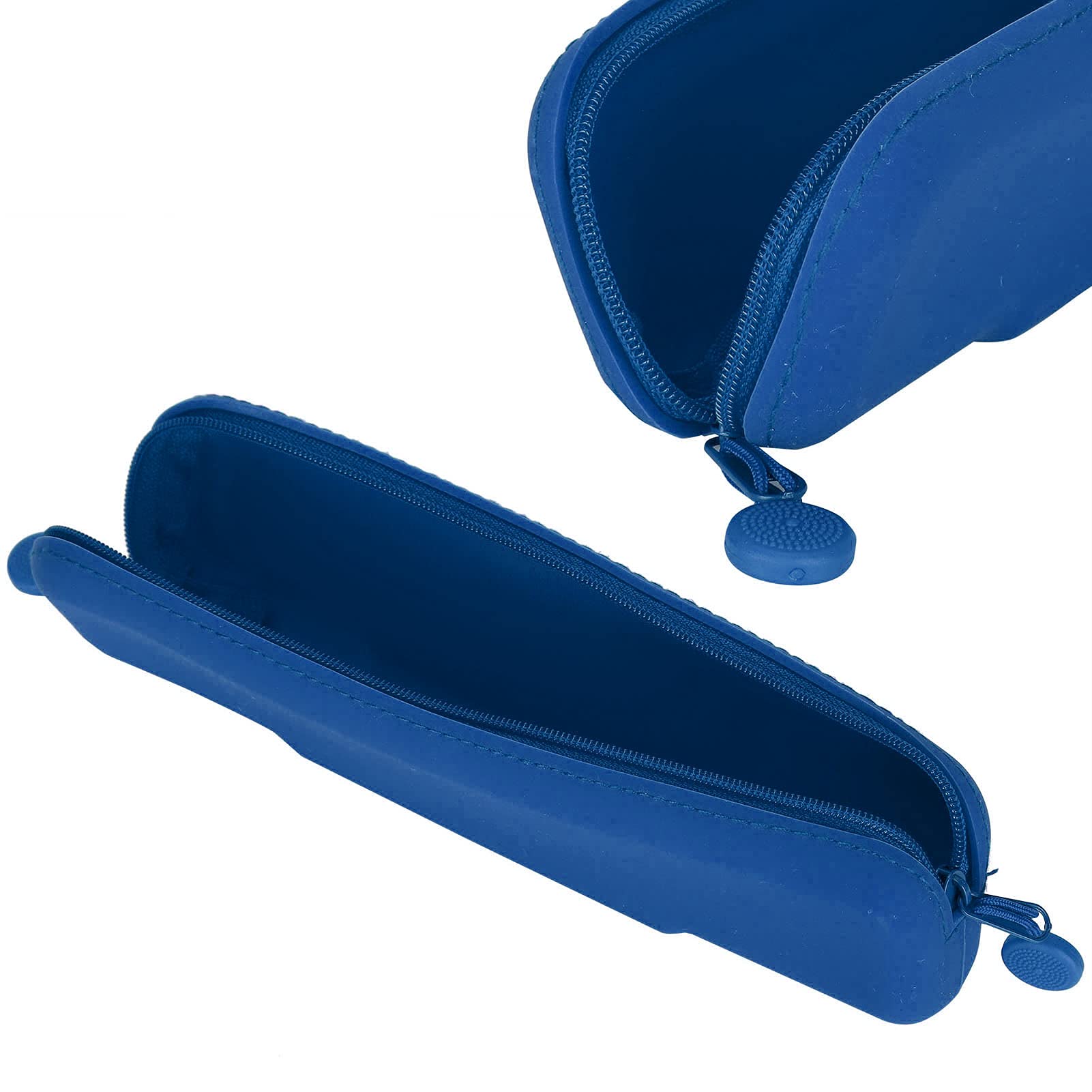 Soft Durable Silicone Pencil Pouch - Waterproof & Leakproof Zipper Case for Makeup, Pens & Small Accessories (Blue, Small) - Perfect for School, Office & Travel Organization