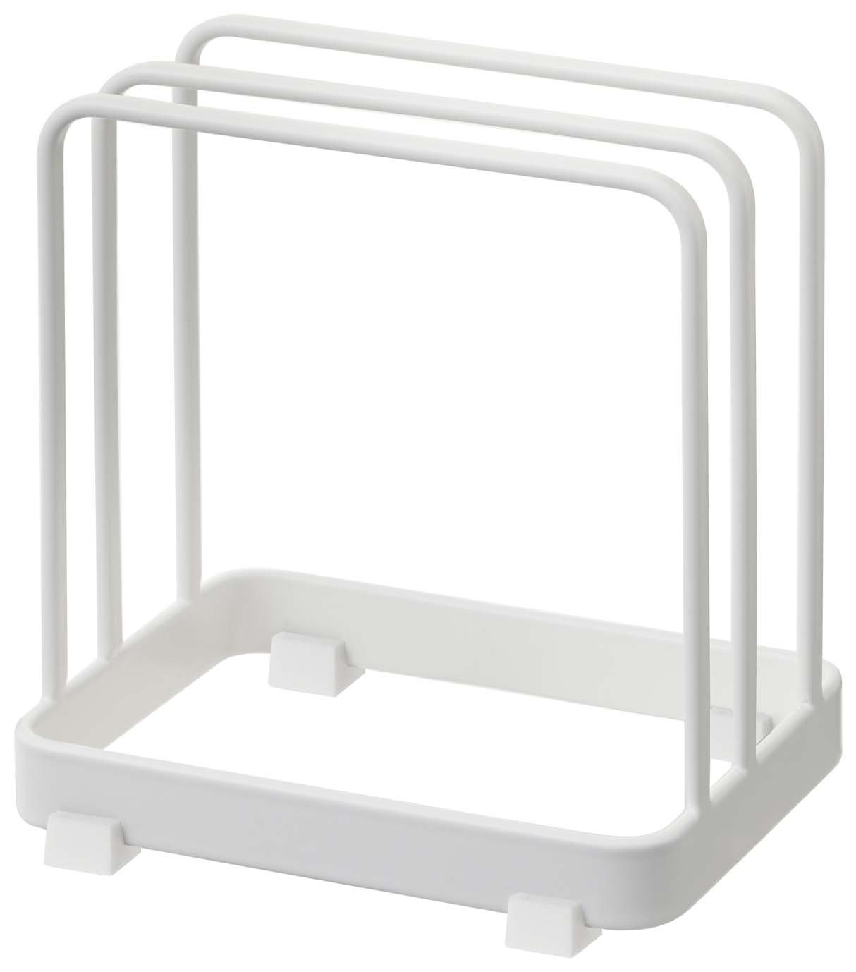 Yamazaki Home Plate Cutting Board Stand - Bamboo Kitchen Storage Rack Holder Organizer for Countertop | Perfect for Small Space Kitchen Organization & Countertop Display