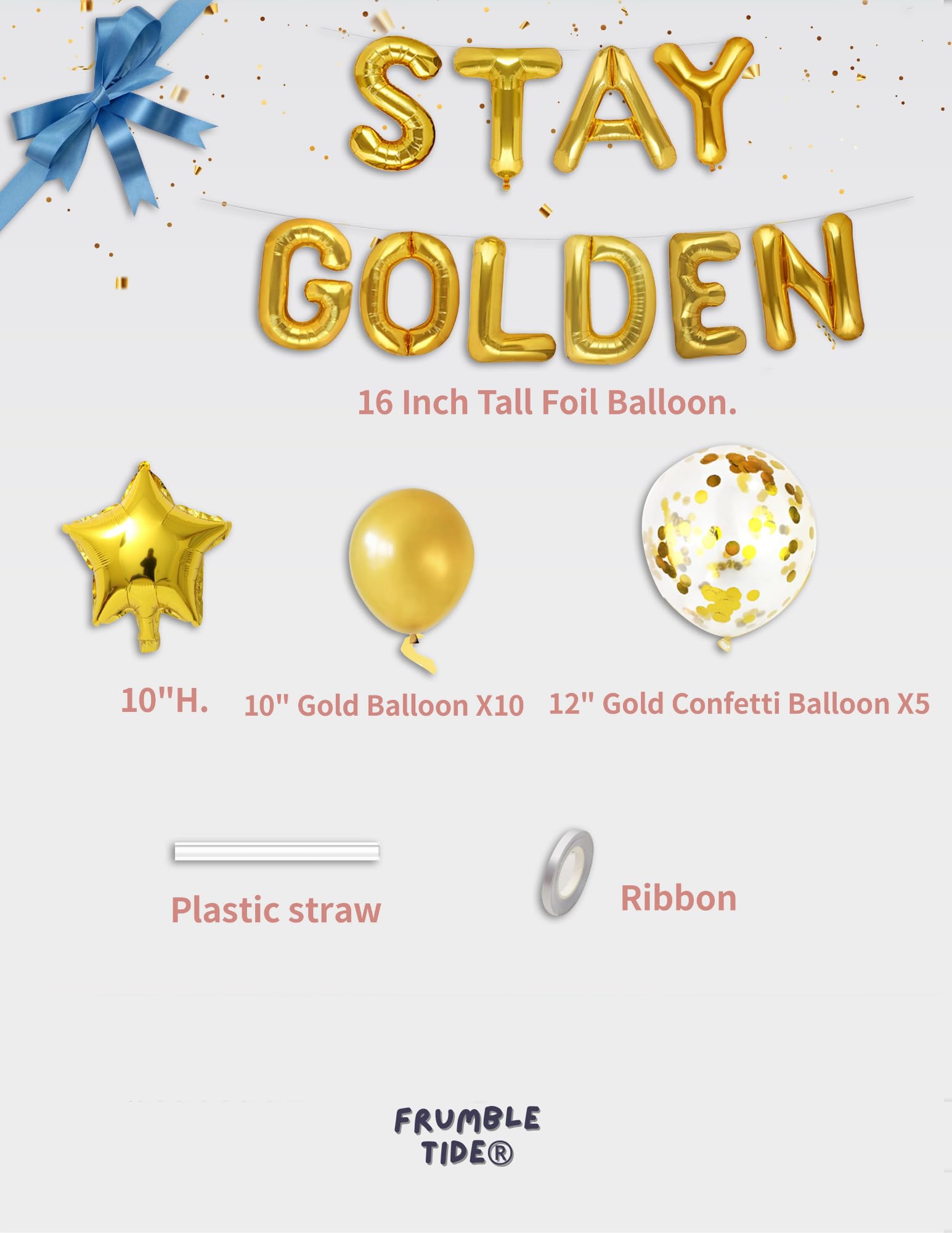 16 Inch STAY GOLDEN Balloon Banner - Perfect for Golden Birthday Party Decorations, Anniversary Celebrations & Graduation Events - Premium Foil Balloon for Wall Decor, Photo Backdrops & Party Supplies