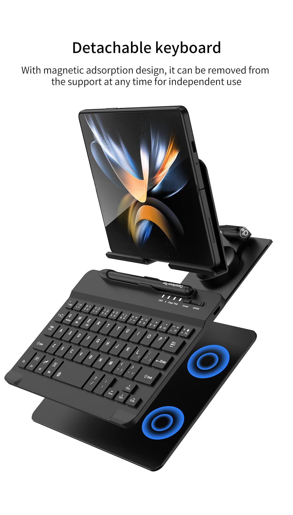 Adjustable Stand for Samsung Galaxy Z Fold 6/5/4/3 - Foldable Phone Holder with Stylus Pen & Bluetooth Keyboard Mouse Set - Perfect for Office, Travel & Home Workspace