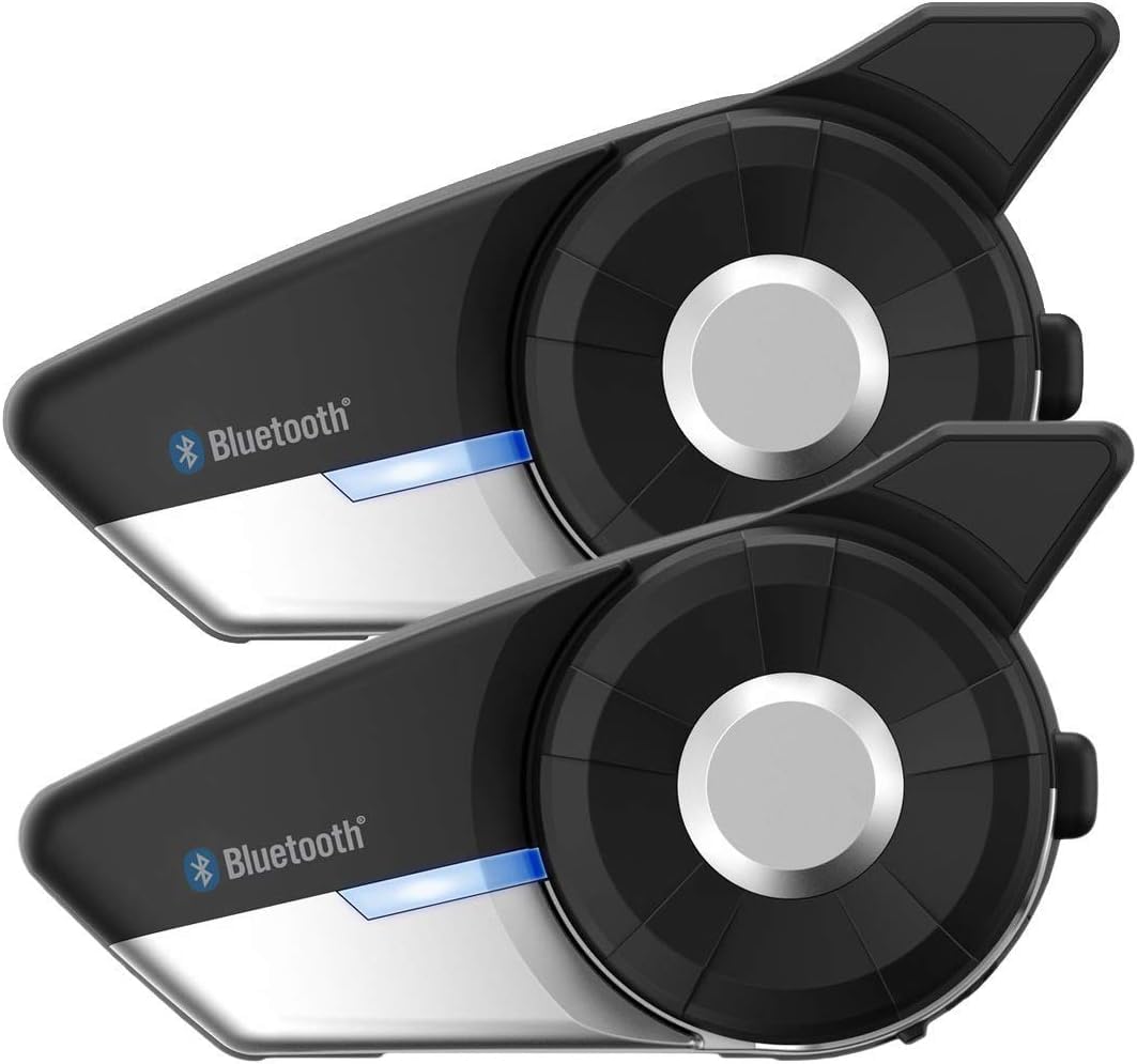 Sena 20S-EVO-01D Motorcycle Bluetooth Headset Communication System - 2 Pack Black - Perfect for Group Rides & Hands-Free Calling on the Road