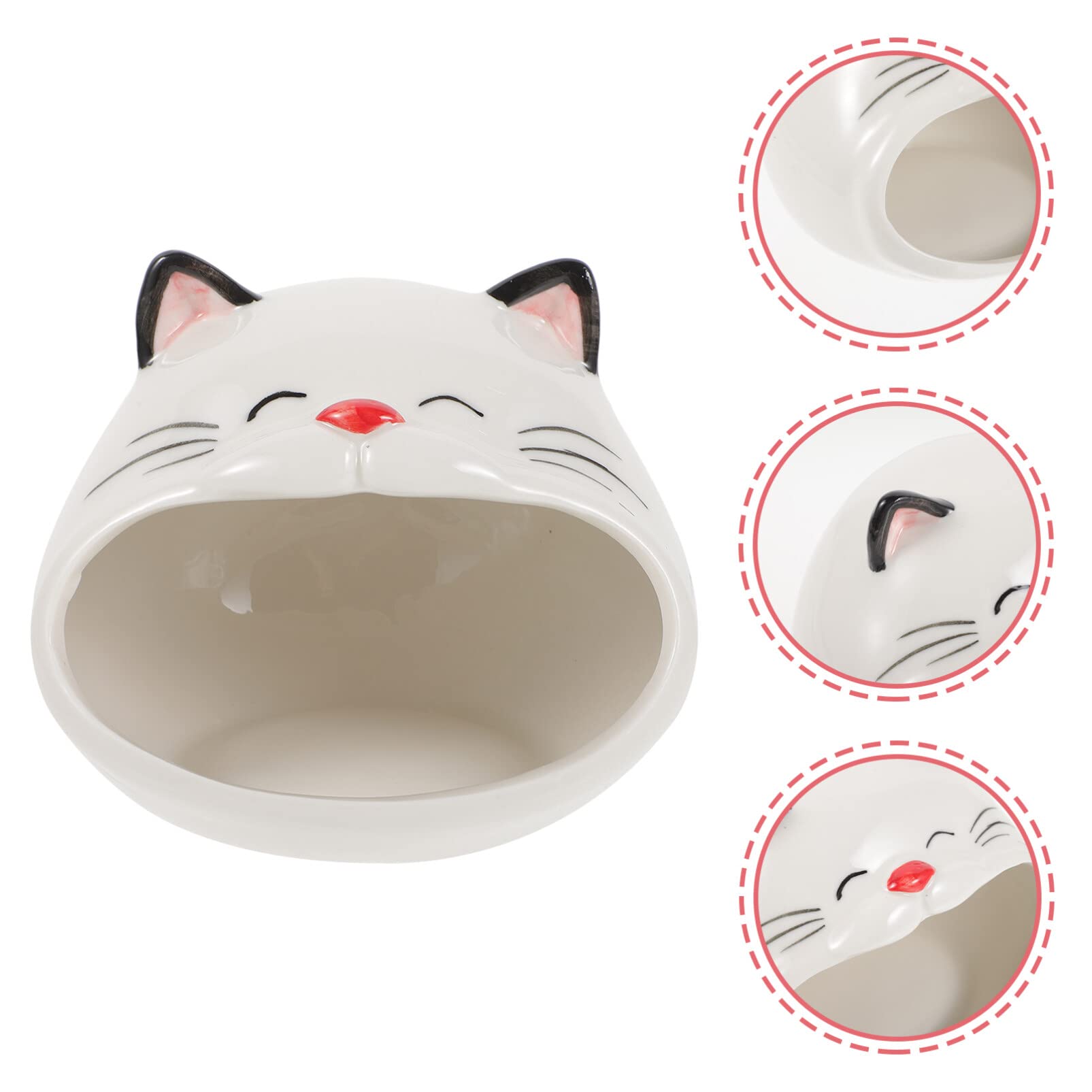 Ceramic Hamster House - Cat Shaped Small Animal Habitat for Gerbils, Mice & Hamsters - Cooling Ceramic Nest & Bath House for Cage Accessories - Perfect for Small Pet Playtime & Relaxation
