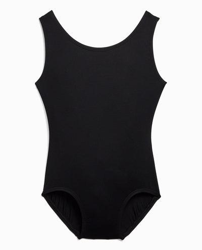 Dux Women's Black Nylon Tank Leotard - Stretchy Dancewear for Ballet, Yoga & Gym Workouts