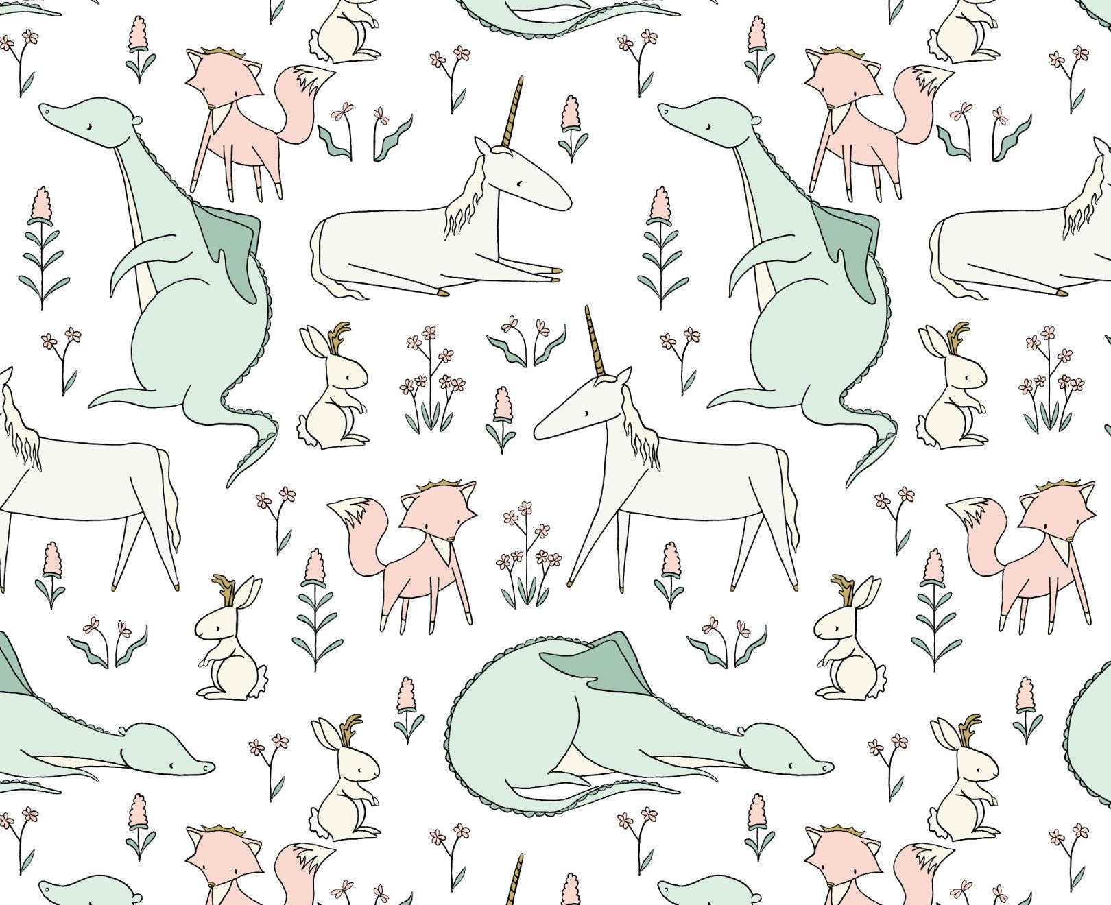 Enchanted Creatures Wallpaper - Fantasy Animal Wall Decals for Kids Room, Nursery & Playroom Decor - Peel and Stick Removable Wall Stickers