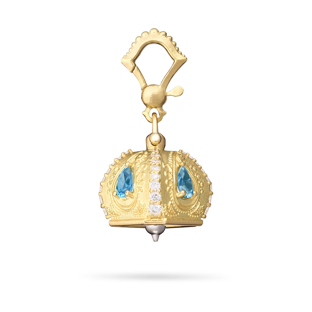 Paul Morelli Aquamarine & Diamond Raja Meditation Bell - Handcrafted Yoga & Meditation Accessory for Mindfulness & Relaxation