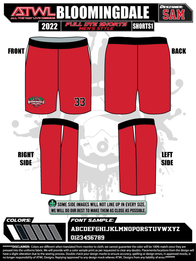 2022 Bloomingdale All Stars Full Dye Shorts - Trendy Tie-Dye Athletic Shorts for Men & Women - Perfect for Running, Gym Workouts & Summer Casual Wear