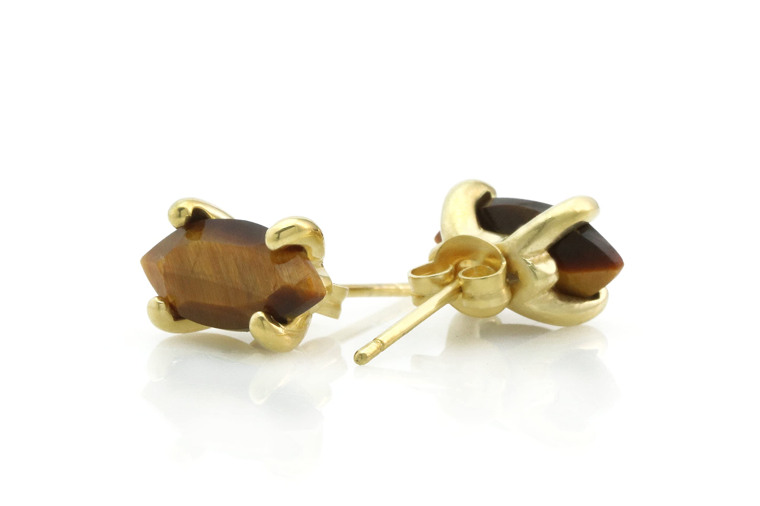 Tiger Eye Stud Earrings for Women - Handmade Gemstone Jewelry - Perfect for Everyday Wear & Gifting