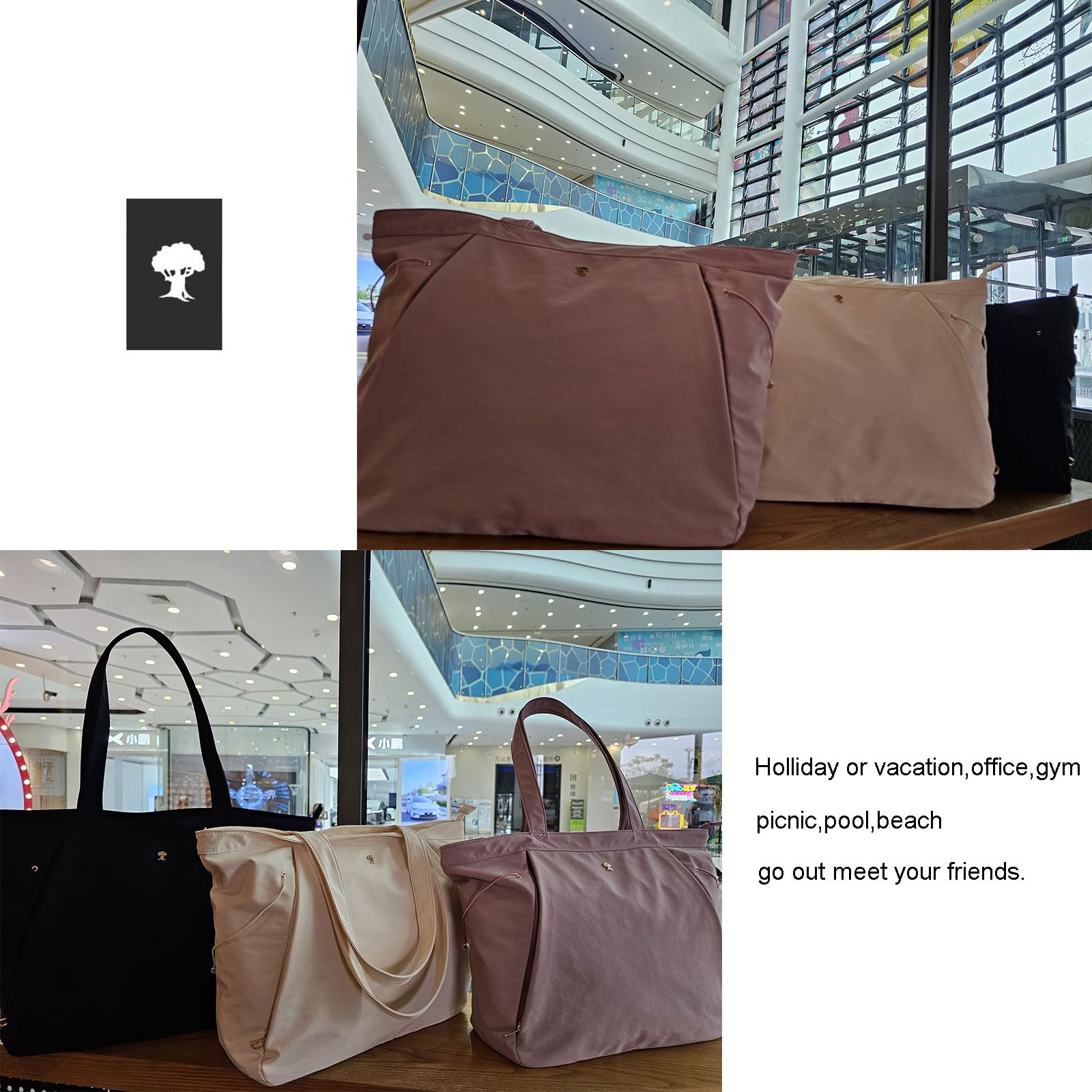 ESVAN Yoga Tote Bag for Women - Gym & Travel Shoulder Bag for Workout & Beach
