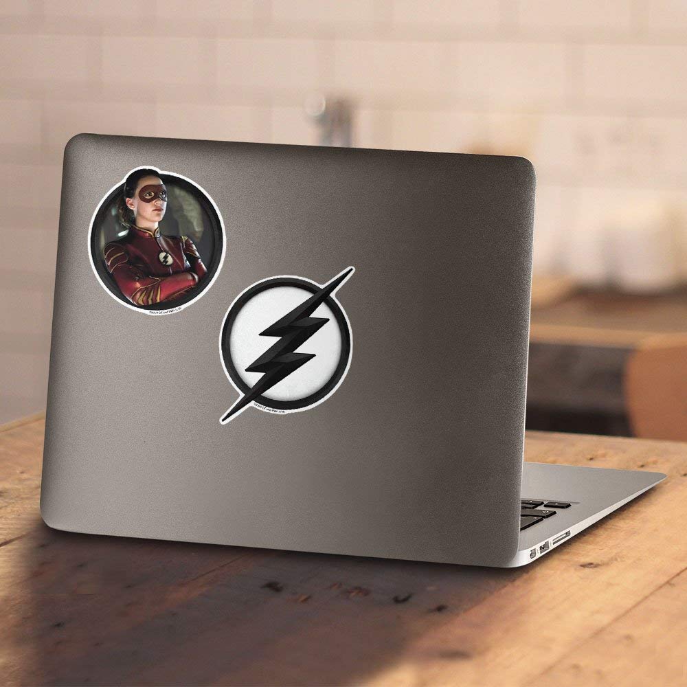 The Flash TV Series Jesse Quick Logo T-Shirt & Stickers Set - Official DC Comics Merchandise for Fans, Cosplay & Superhero Collectors - Perfect for Gifts, Comic Con & Superhero Theme Parties