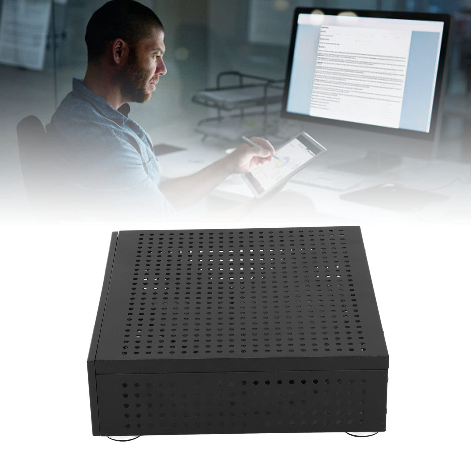 Leapiture Compact Mini HTPC Computer Case - High Heat Dissipation Desktop PC Case for Home Theater & Gaming (Black) | Perfect for Home Office, Media Center & Small Space Setups