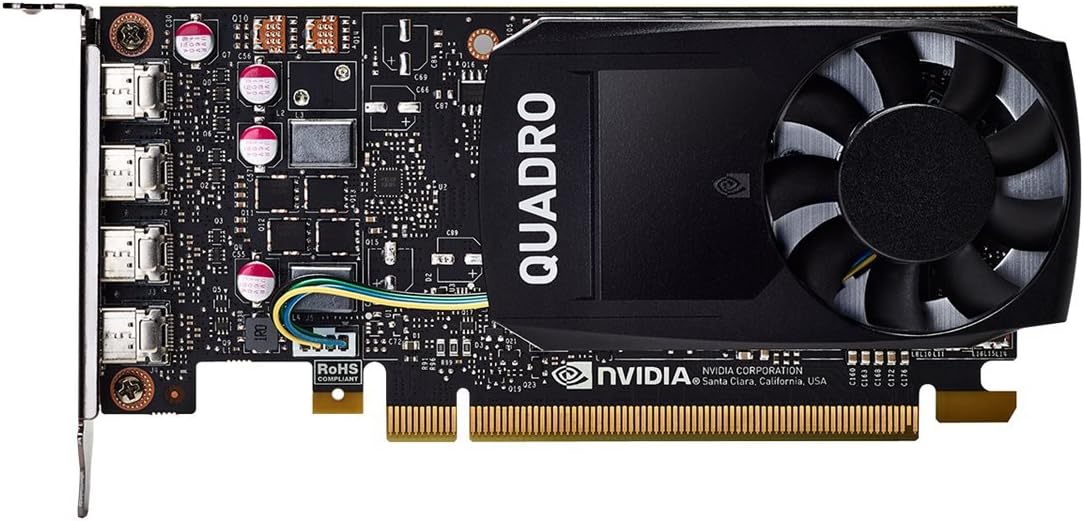 Refurbished PNY NVIDIA Quadro P1000 4GB GDDR5 PCIe x16 Professional Graphics Card - 4K Displays @60Hz, 4x DisplayPort 1.4 with Audio (VCQP1000 PB) | Ideal for CAD, 3D Modeling & Video Editing Workstations