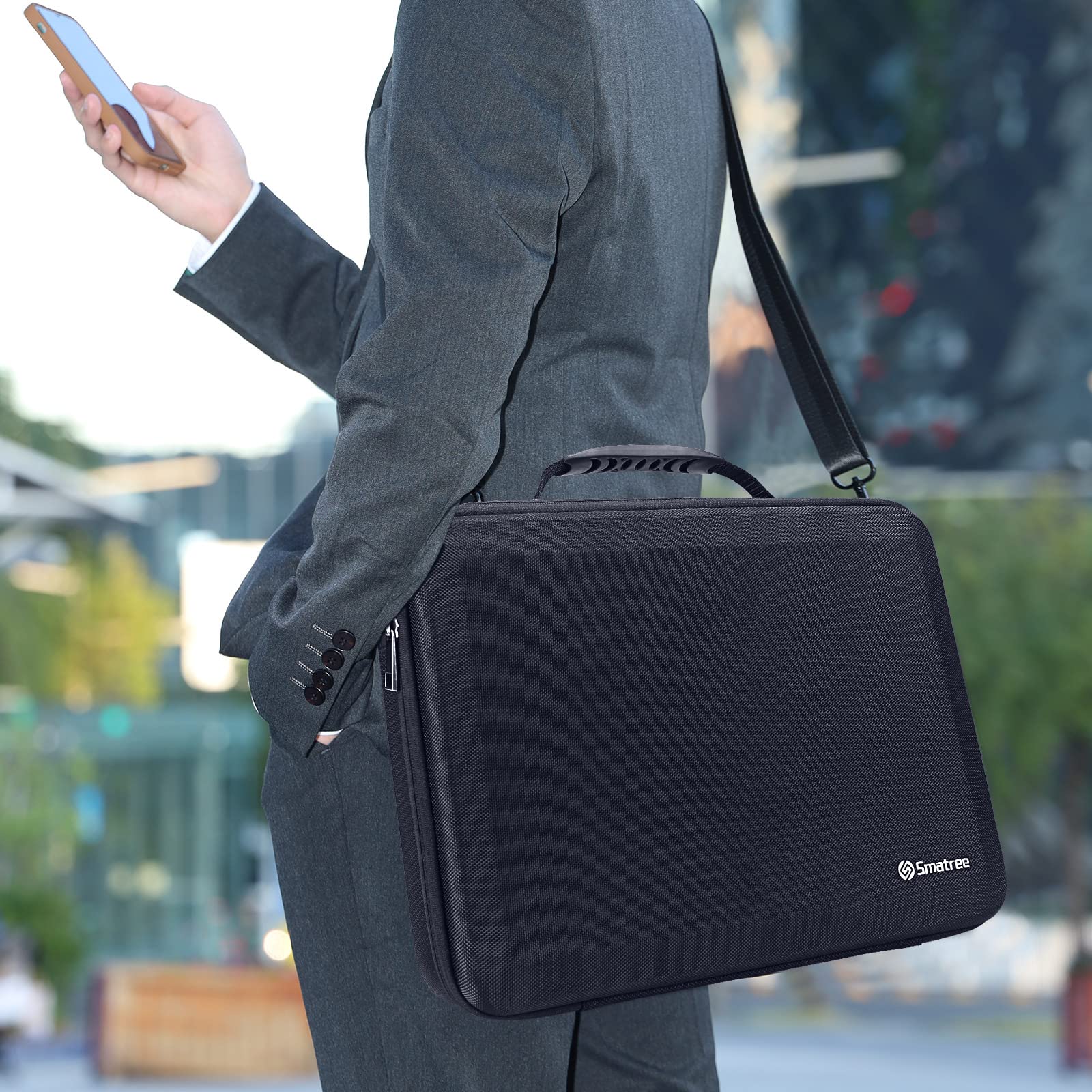 Smatree Protective Hard Sleeve Case for MacBook Pro 16 inch 2021 | Compatible with 15-16 inch Laptops Including MacBook Pro 15.4 inch & Samsung Galaxy Book2 Pro 15.6 inch | Shockproof Travel Carrying Bag with EU Power Plug Adapter | Perfect for Business Travel, Commuting & College Use