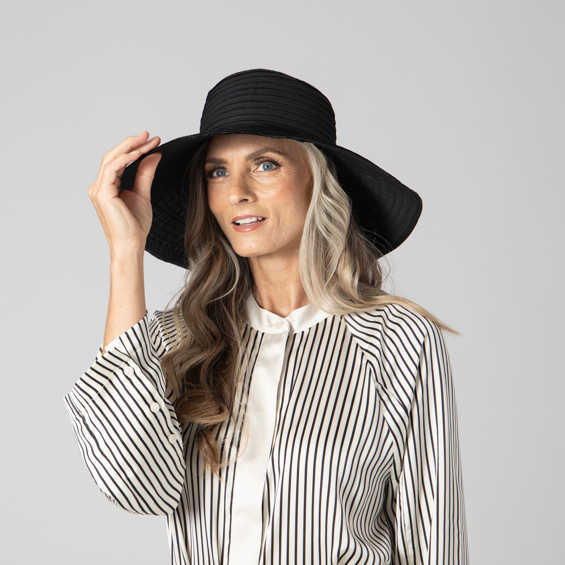 Women's Raw Edge Ribbon Sun Hat - UPF 50+ Wide Brim Beach Hat for Summer Outdoor Activities, Travel & Gardening