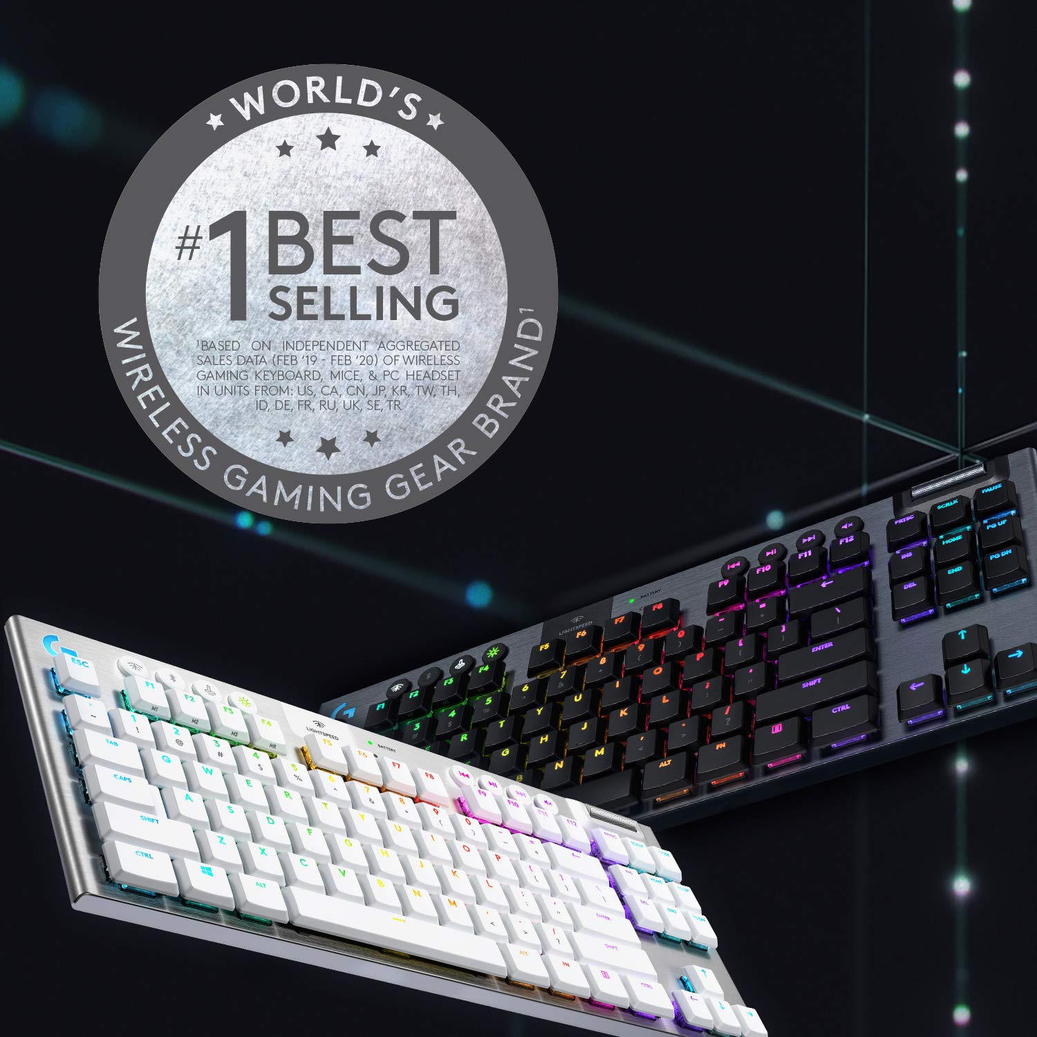 Logitech G915 TKL Wireless Mechanical Gaming Keyboard - Tenkeyless Design, Low Profile Switches, LIGHTSYNC RGB Backlighting, Bluetooth & Lightspeed Wireless - Black (Clicky Switch) | Perfect for PC Gaming, Office Work & Streaming Setups