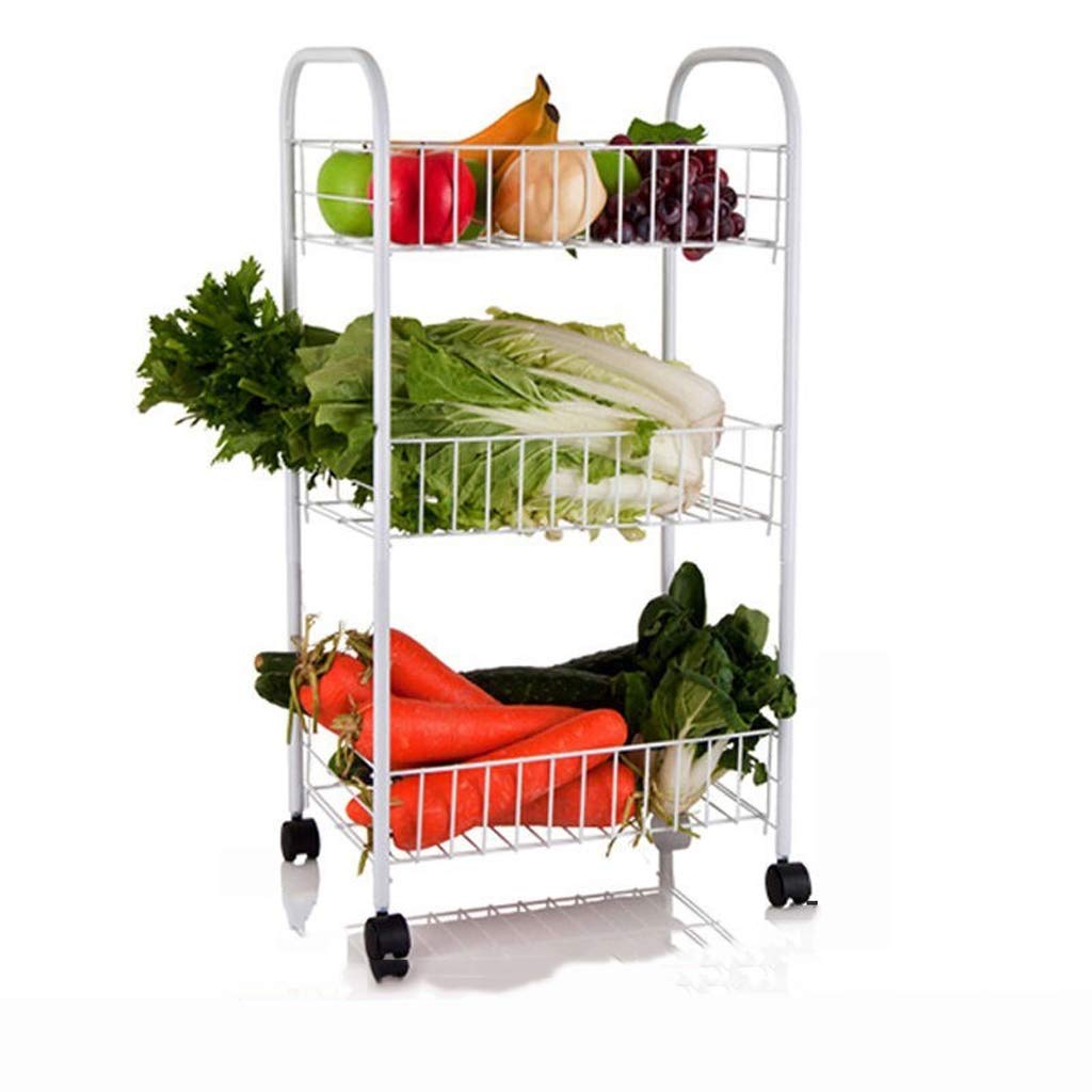Stainless Steel 3-Tier Kitchen Storage Cart with Wheels - 35CM Rolling Trolley for Vegetables, Fruits, Pantry & Home Organization - Perfect for Small Kitchens, Pantries & Mobile Storage Needs
