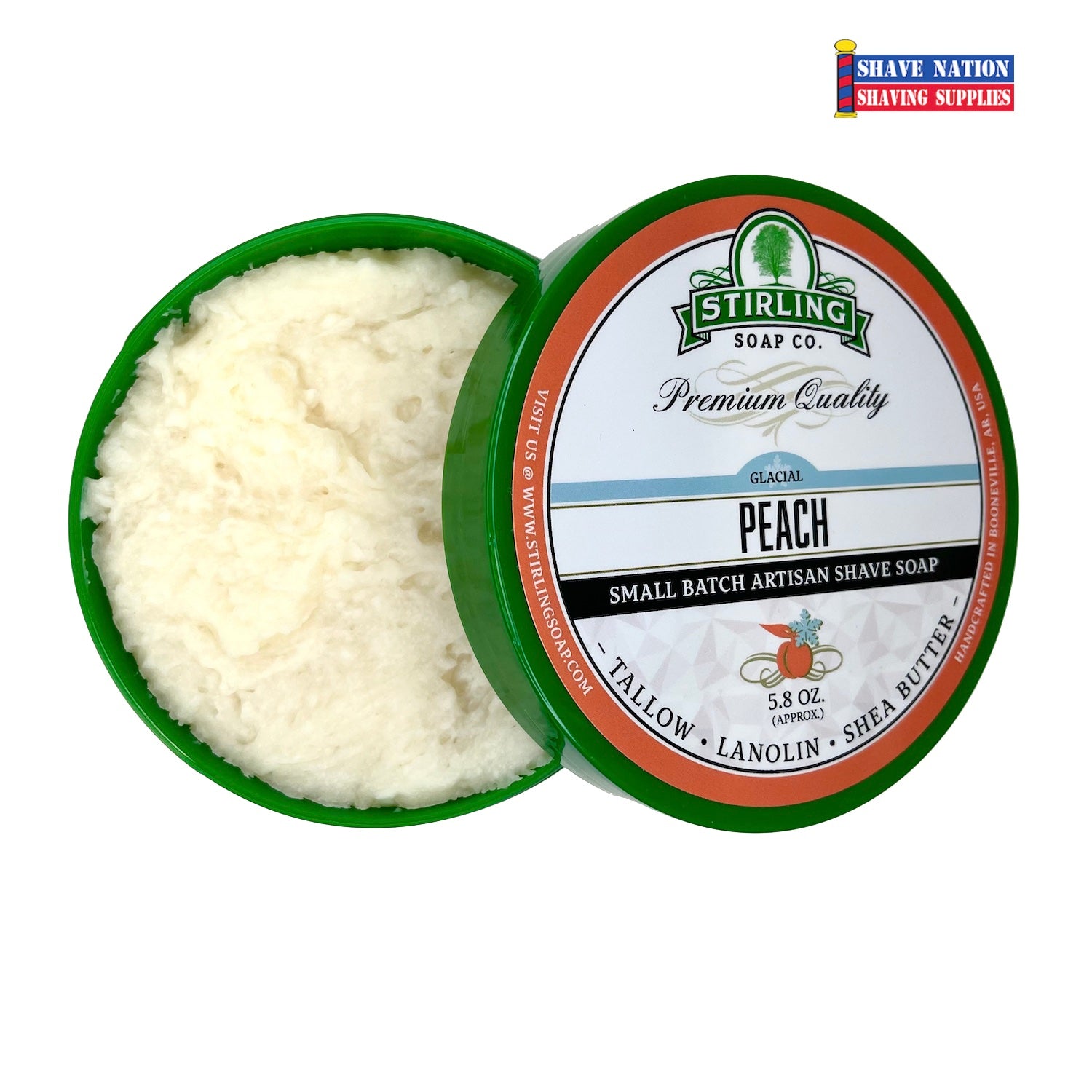 Premium Stirling Shaving Soap for Men - All-Natural Glycerin Shaving Soap Bar with Shea Butter & Essential Oils - Smooth, Close Shave for Sensitive Skin - Perfect for Wet Shaving, Travel & Grooming Kits