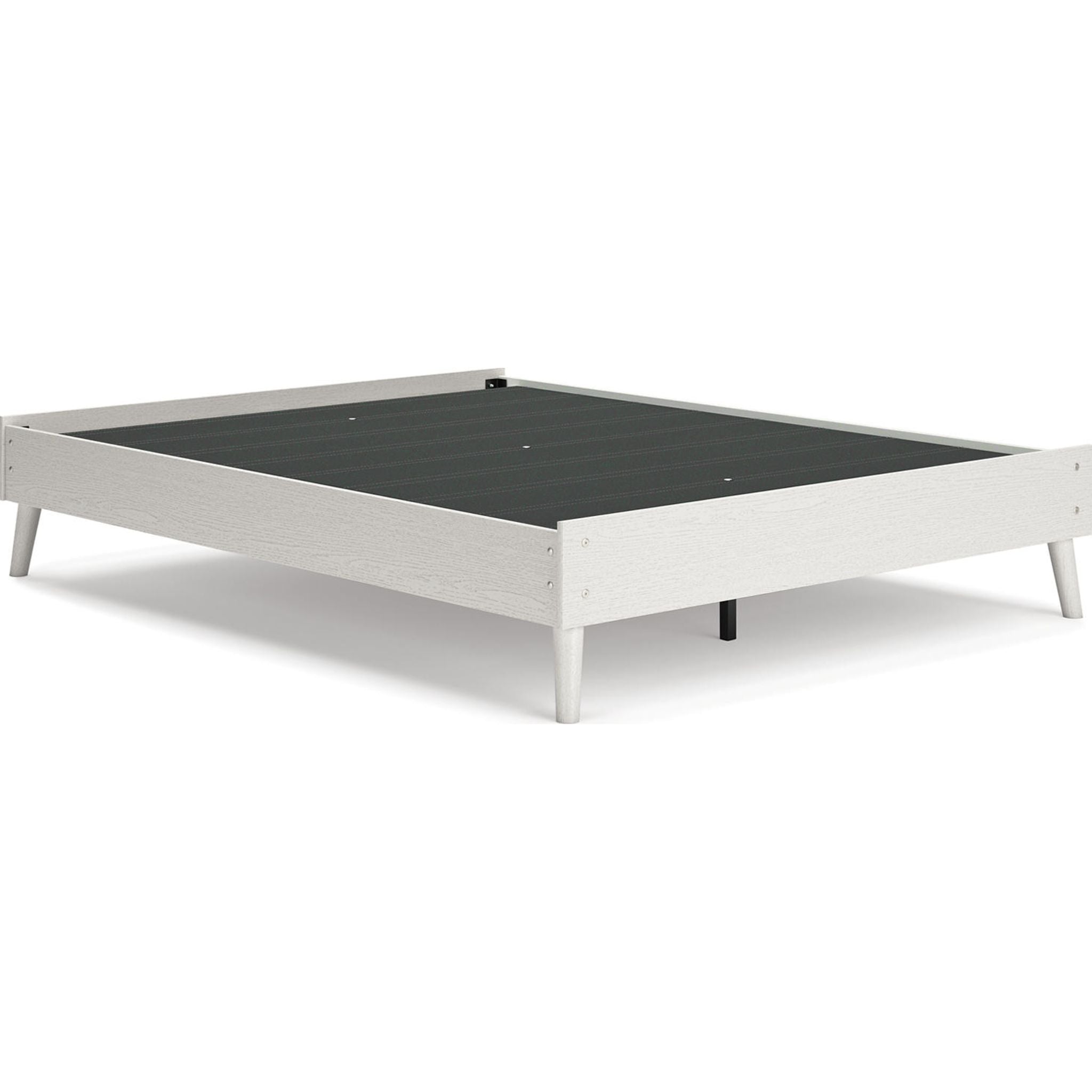 Aprilyn Queen Platform Bed Frame - White Wooden Modern Minimalist Bed with Sturdy Slats - Perfect for Bedroom, Guest Room & Small Spaces