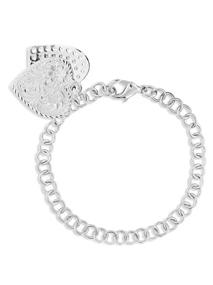 Montana Silversmiths BC5163 Women's Country Charm Duo Heart Bracelet - Sterling Silver Jewelry for Western Fashion & Cowgirl Style