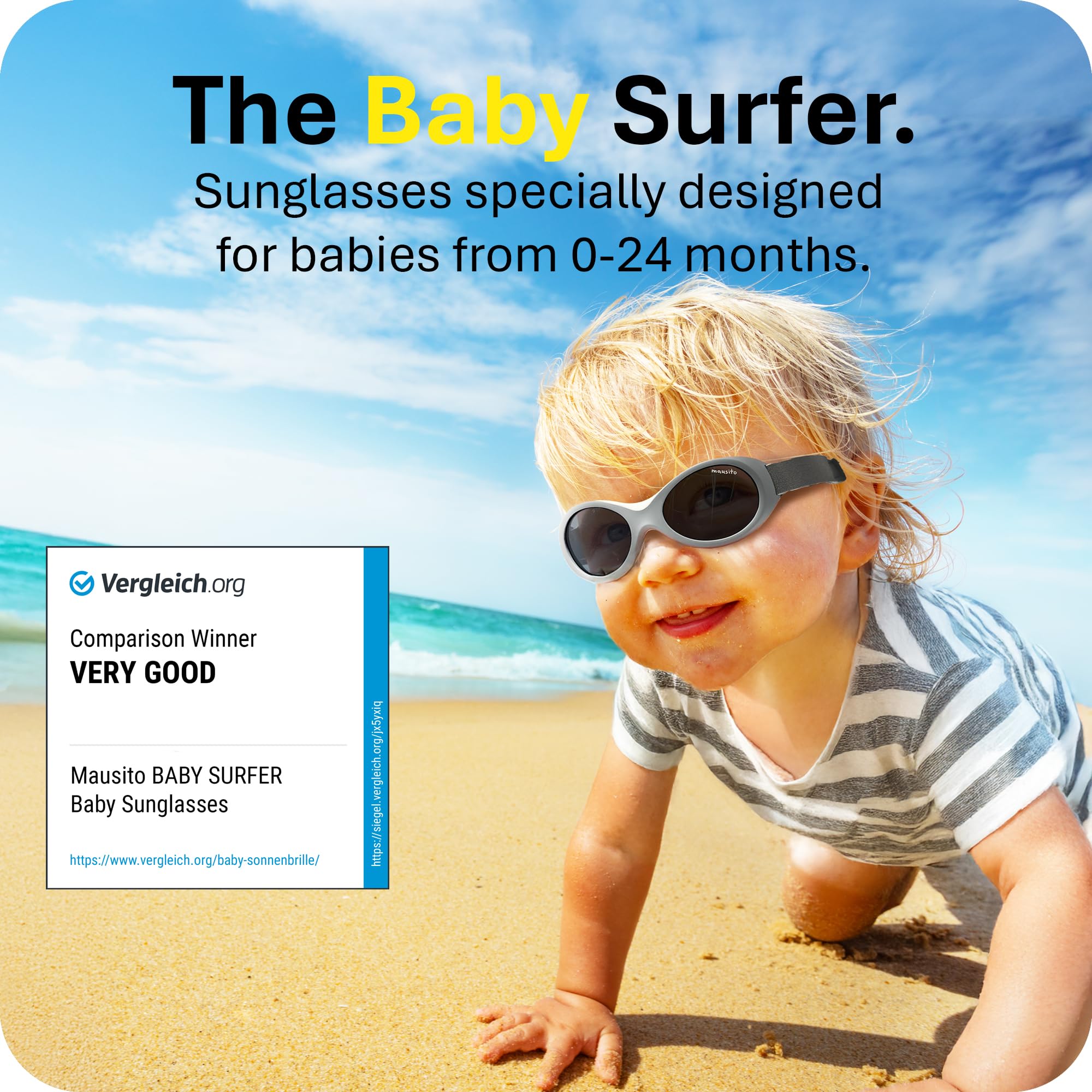 Mausito Baby Sunglasses for 0-24 Months | Flexible BPA-Free Infant Sunglasses with Adjustable Strap | 100% UV Protection | Perfect for Beach, Outdoor Play & Car Rides