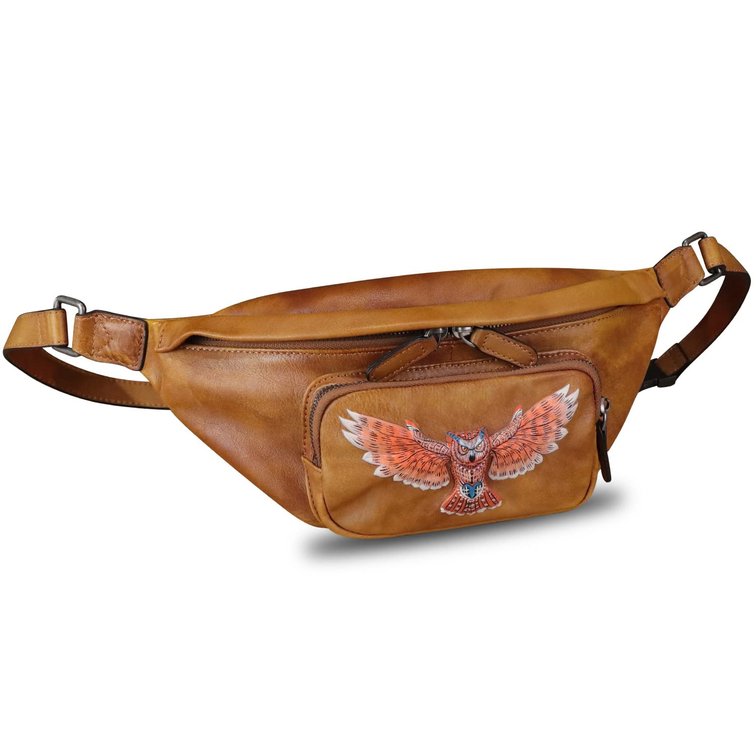 **Genuine Leather Fanny Pack Waist Bag - Multifunctional Travel Pouch with Multiple Pockets for Running, Cycling & Hiking - Perfect for Outdoor Adventures & Daily Use (Brown)**