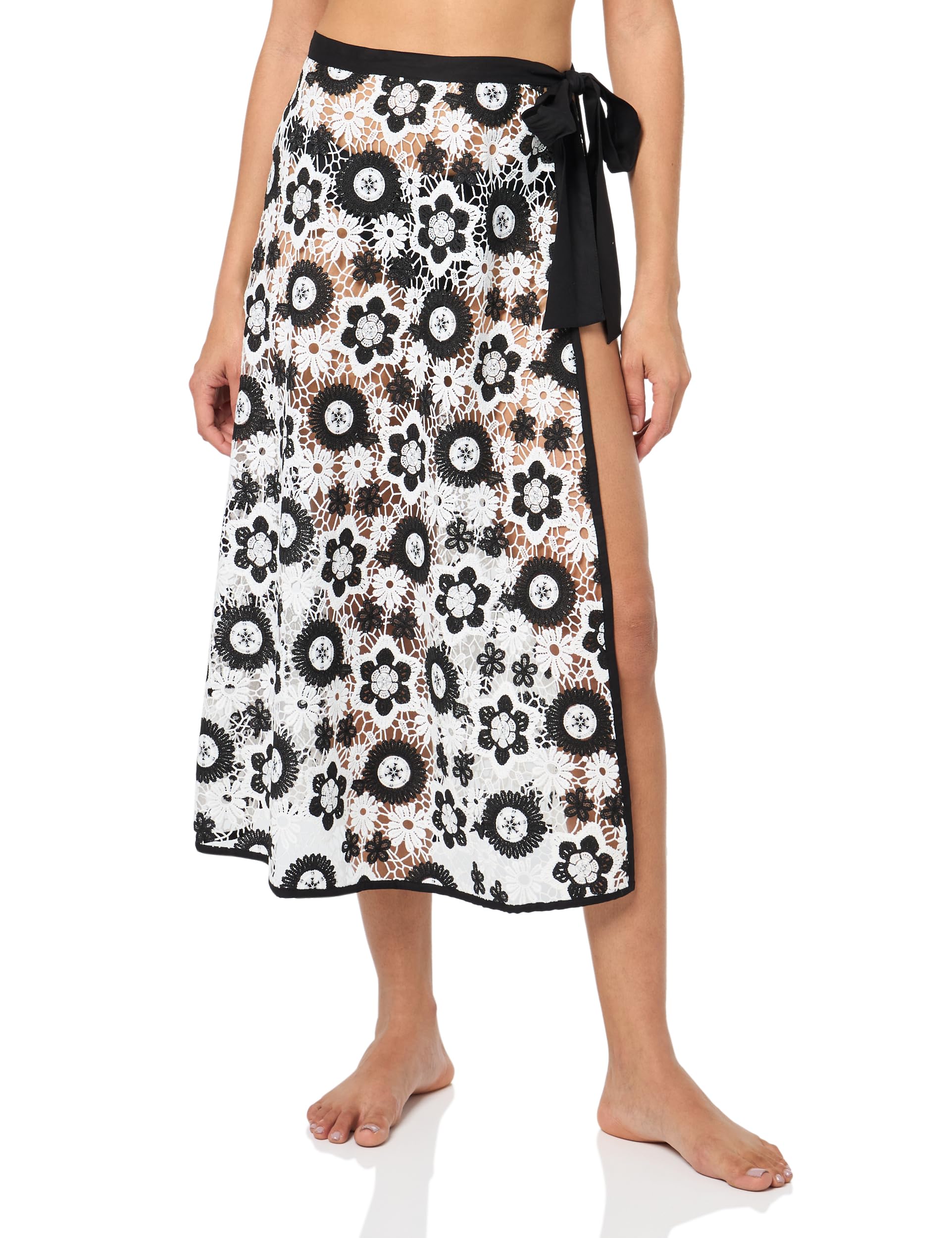 Ramy Brook Women's Emmy Crochet Side Tie Skirt - Floral Lace Midi Skirt for Summer, Beach, and Casual Outings | Perfect for Vacations, Date Nights, and Boho Style