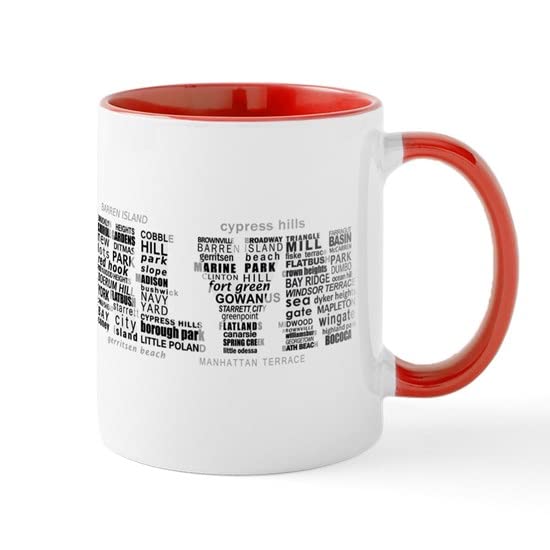 White/Red Inside - Brooklyn NYC Typographic Art Mugs