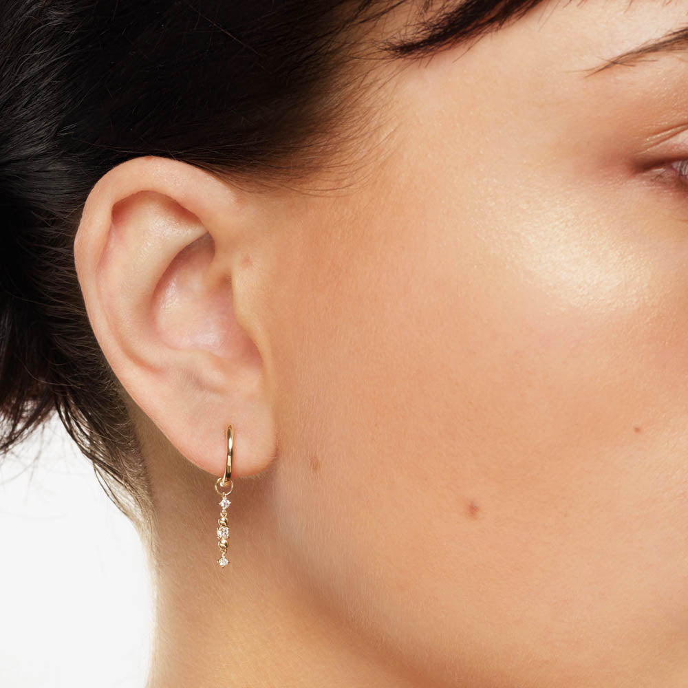 10k Gold Diamond Drop Bar Charm Huggie Earrings - Elegant & Dainty Jewelry for Women - Perfect for Parties, Weddings & Everyday Wear