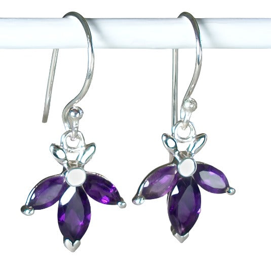 Amethyst Purple Petal Earrings for Women - Elegant Dangle Drop Earrings with Genuine Amethyst Gemstone | Perfect for Weddings, Parties & Everyday Wear