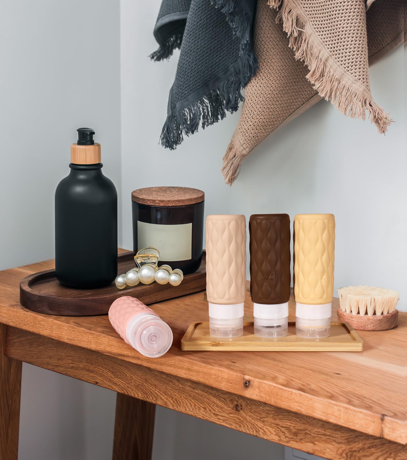 TSA Approved 3.4 oz Silicone Travel Bottles for Shampoo & Toiletries - Leak Proof Portable Containers with Clear Toiletry Bag & Labels - Perfect for Air Travel, Gym, Camping & Vacation Essentials