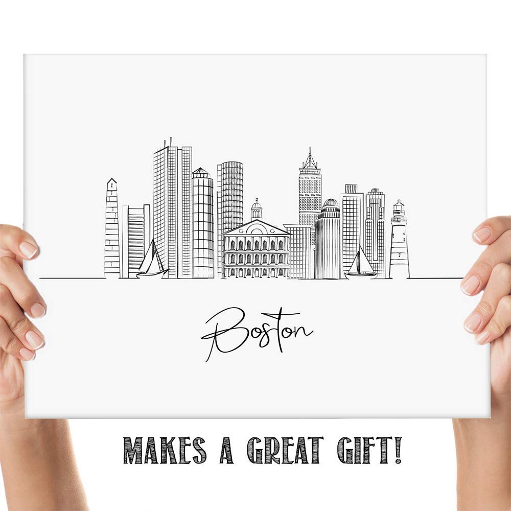 Boston Skyline Wall Art Print - Unframed 11x14 for Home & Office Decor