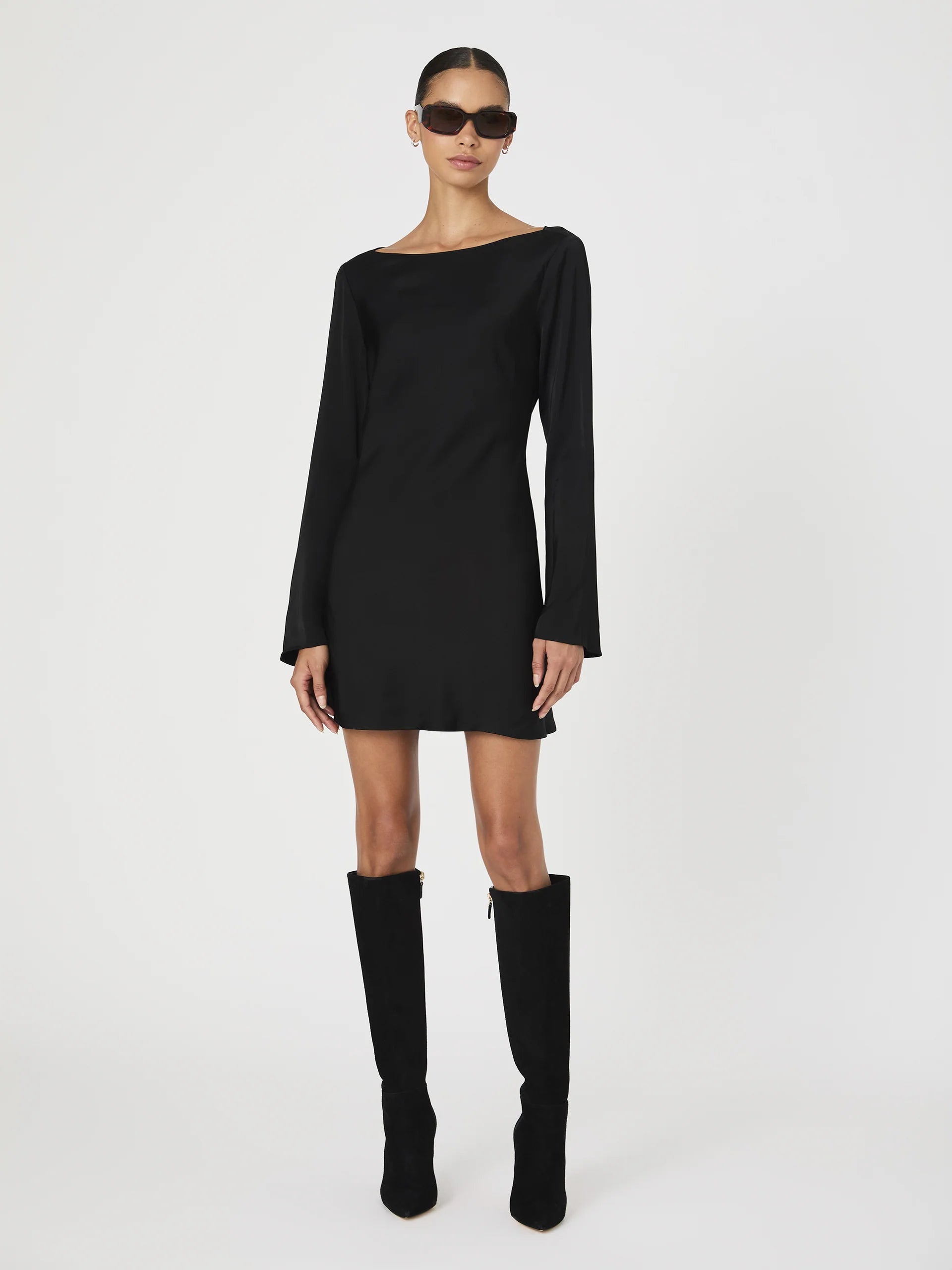 Ennis Satin Long Sleeve Mini Dress for Women - Elegant Party & Evening Wear - Perfect for Cocktail Dresses, Night Out, and Special Occasions