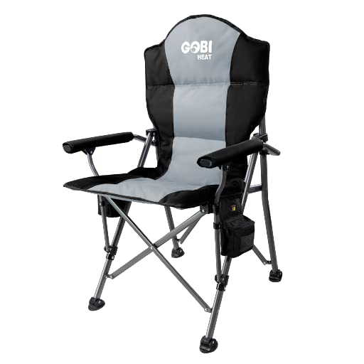 Gobi Heat - Portable Heated Camping Chair with 3 Adjustable Settings - Outdoor Folding Chair for Winter Camping, Hunting, and Backpacking - Essential Gear for Cold Weather Adventures (Slate)