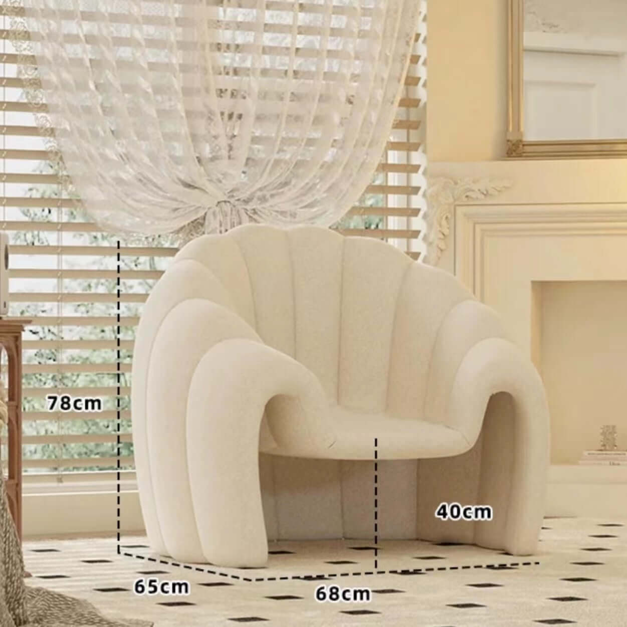 Modern Velvet Accent Chair with Ottoman - White, Brown & Blue Banana/Pumpkin Design - Perfect for Living Room, Bedroom or Home Office Decor