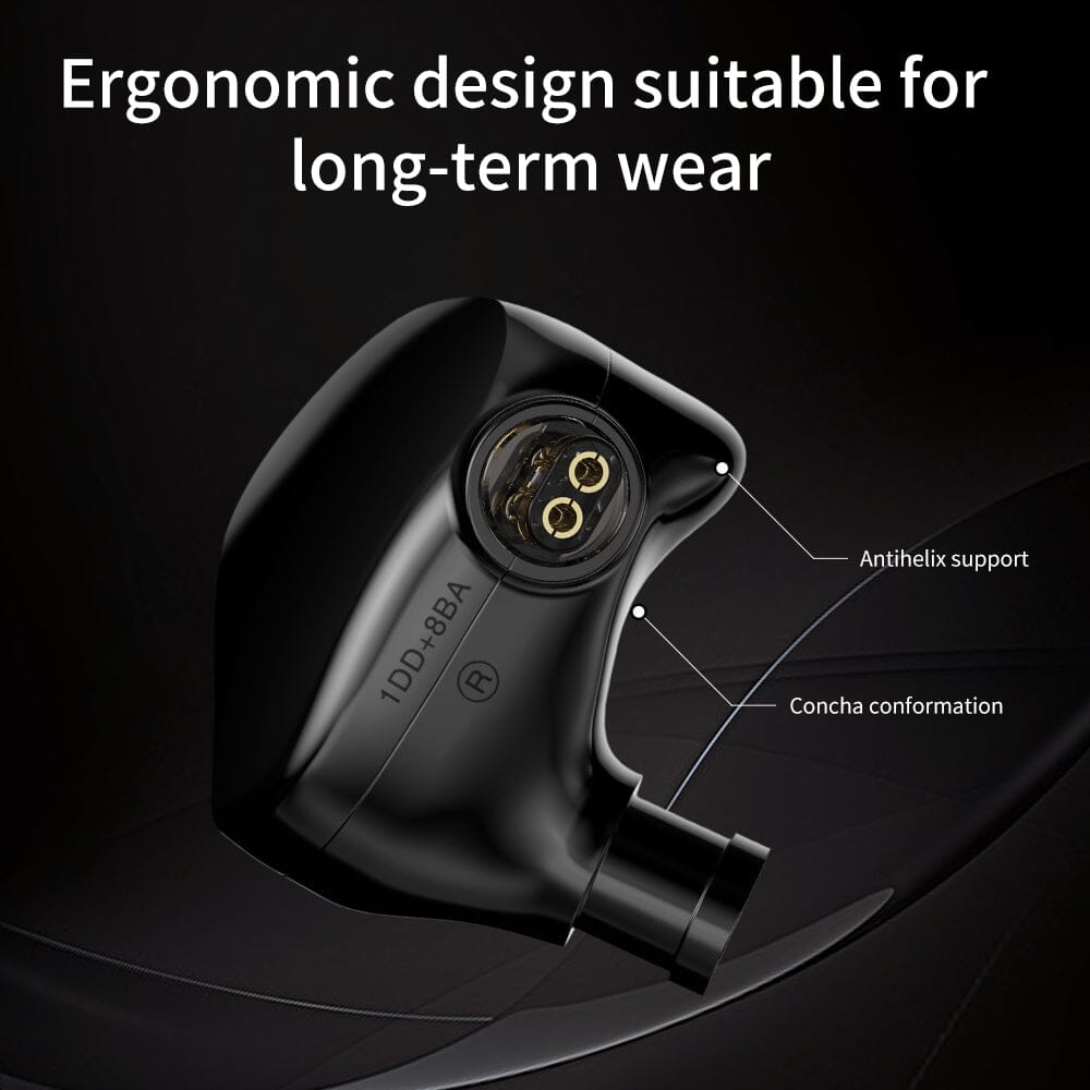 TRN VX Pro+ Hybrid In-Ear Earphones with 1 Dynamic Driver + 8 Balanced Armatures - HiFi Sound for Music, Gaming & Audiophiles