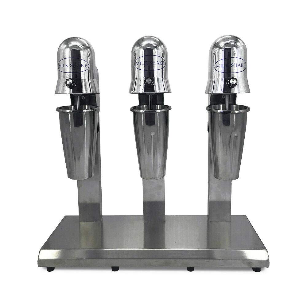 Professional Stainless Steel Milkshake Maker with 3 Speeds - 800ml x3 Cups for Smoothies, Ice Cream & Fruit Blends - Commercial Countertop Blender for Shops, Cafes & Home Kitchens