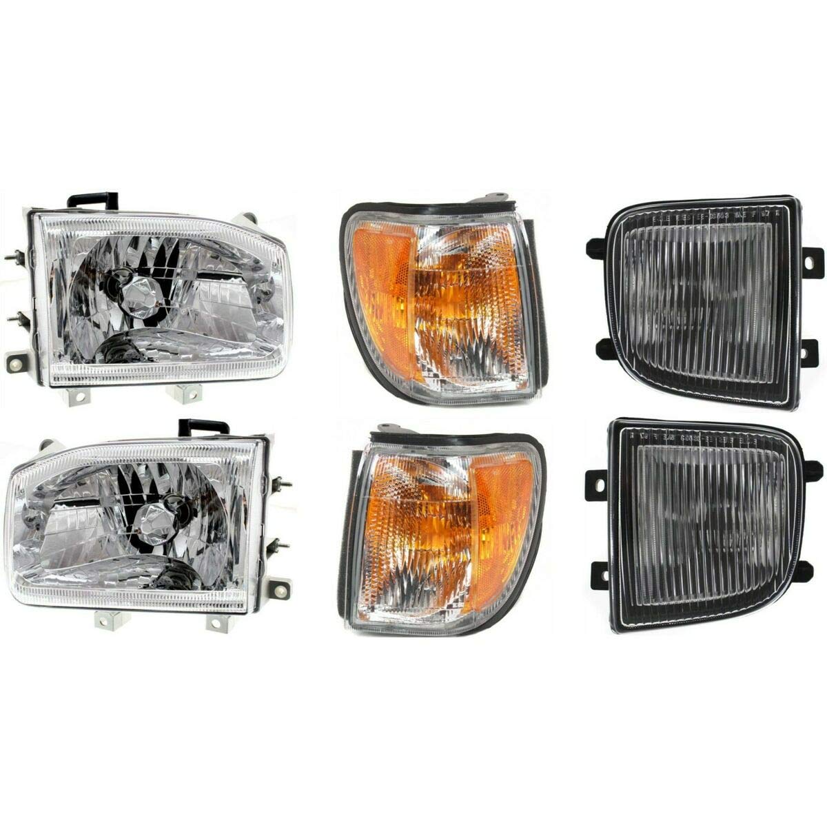 Replacement Headlight Set for 1999-2004 Nissan Pathfinder - Left & Right Pair (6-Piece) - Perfect for Night Driving & Off-Road Adventures