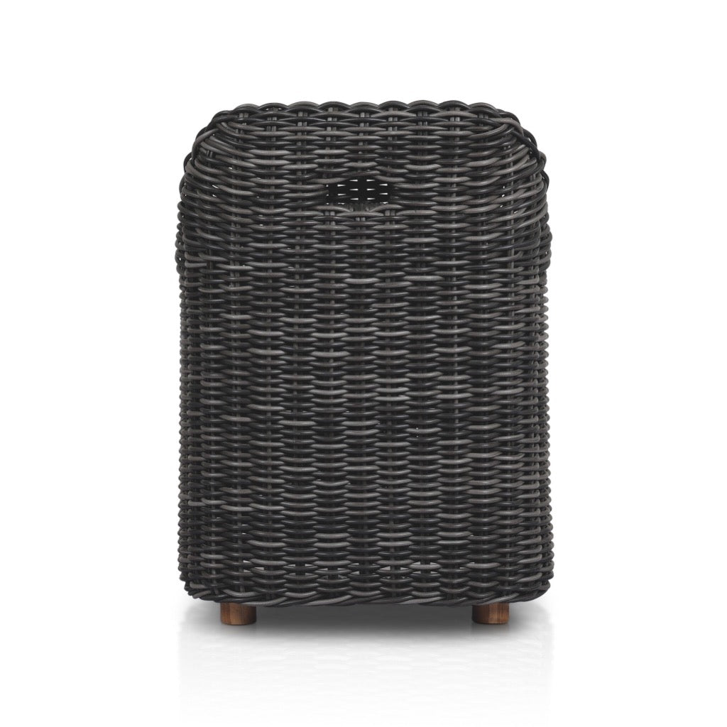 Messina Outdoor Dining Armchair - Chunky Charcoal Woven Rattan Patio Chair for Backyard, Garden, Poolside & Restaurant Use