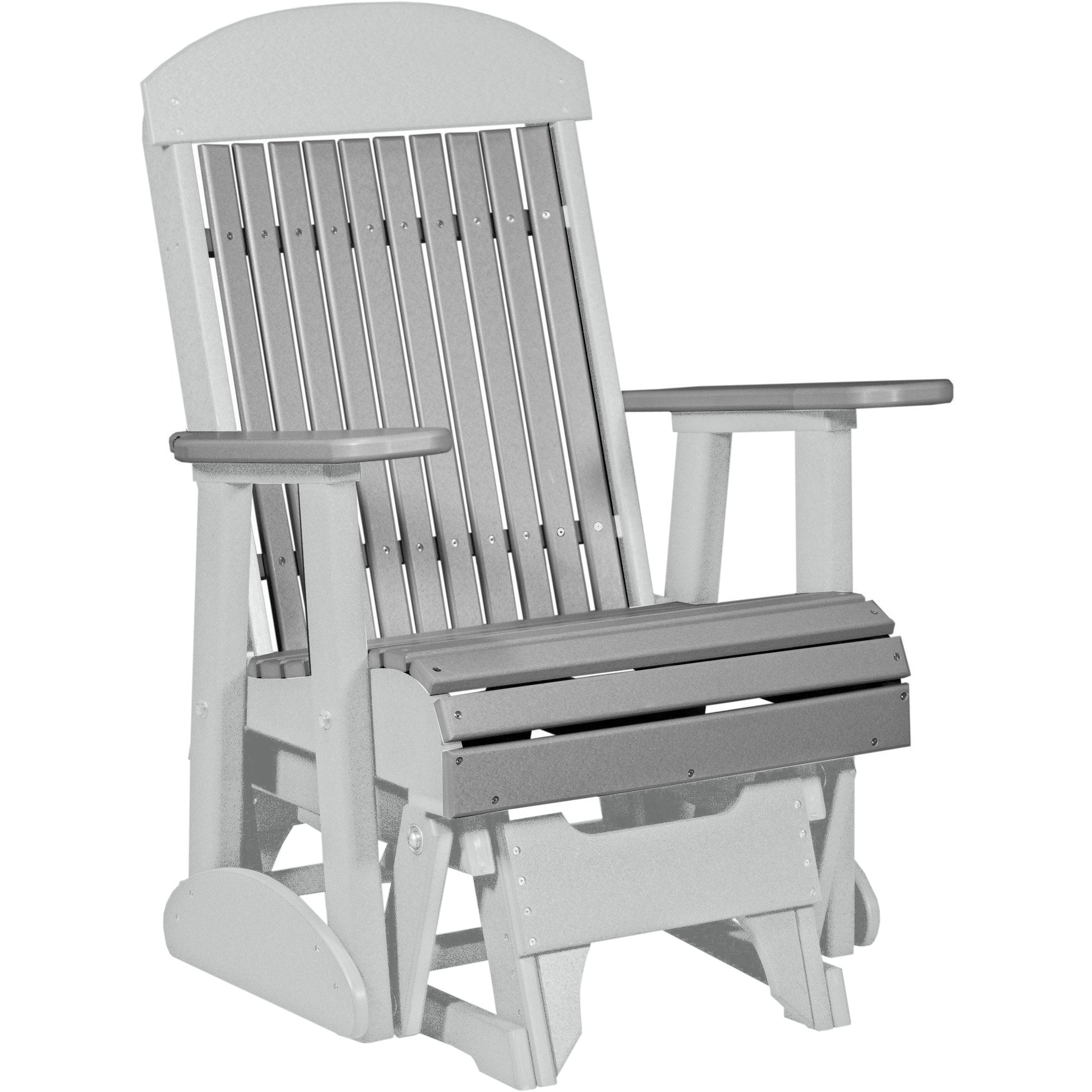 LuxCraft Slate 2-Foot Classic Highback Recycled Plastic Glider Chair - Outdoor Patio Rocking Chair for Garden, Porch, and Backyard Relaxation