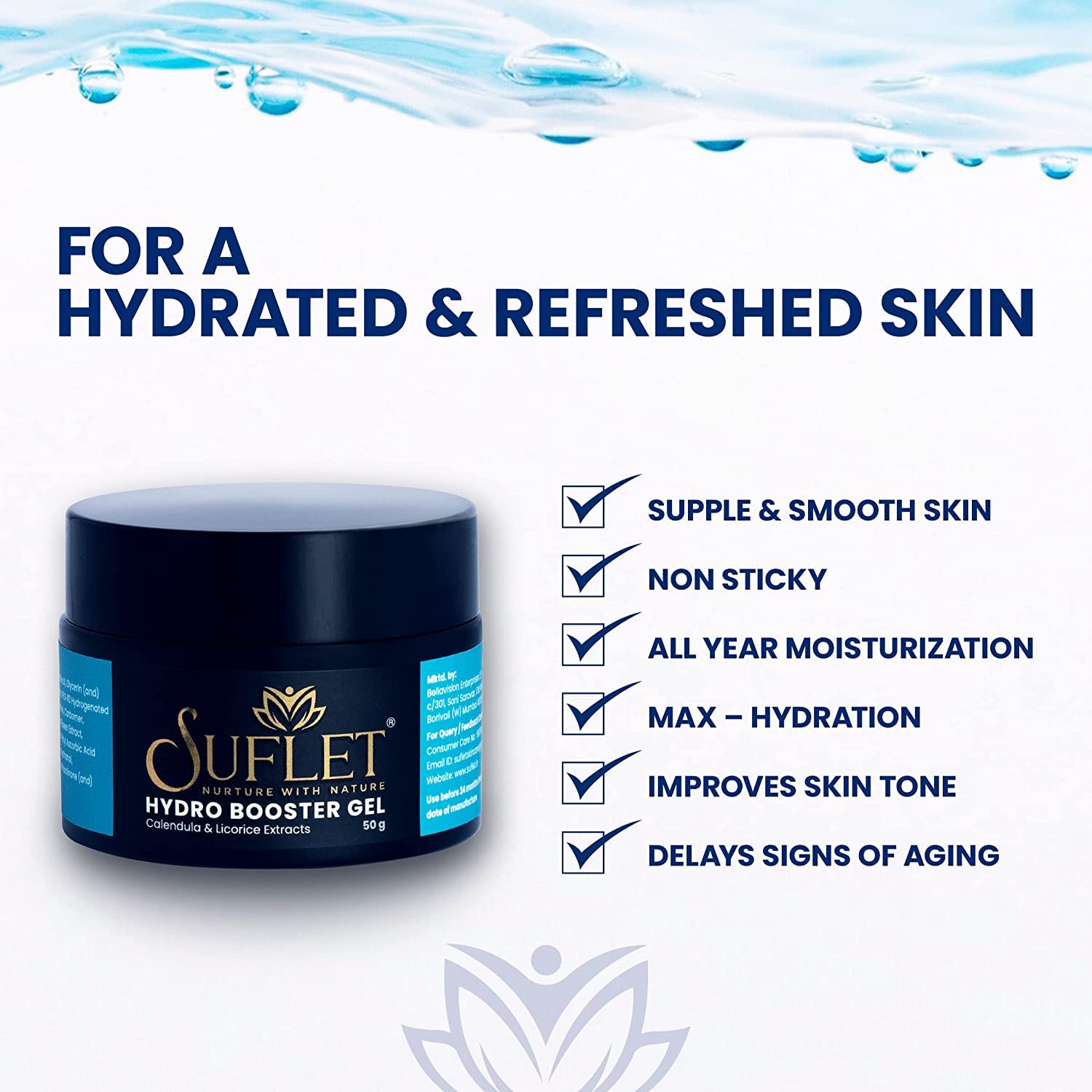 Suflet Calendula & Licorice Extracts Face Moisturizer & Body Lotion Set - Hydrating Hydro Booster Gel & Natural Skin Firming Facial Scrub - 50g x 2 + 250ml - Perfect for Daily Skincare Routine & Spa-Like Home Treatment