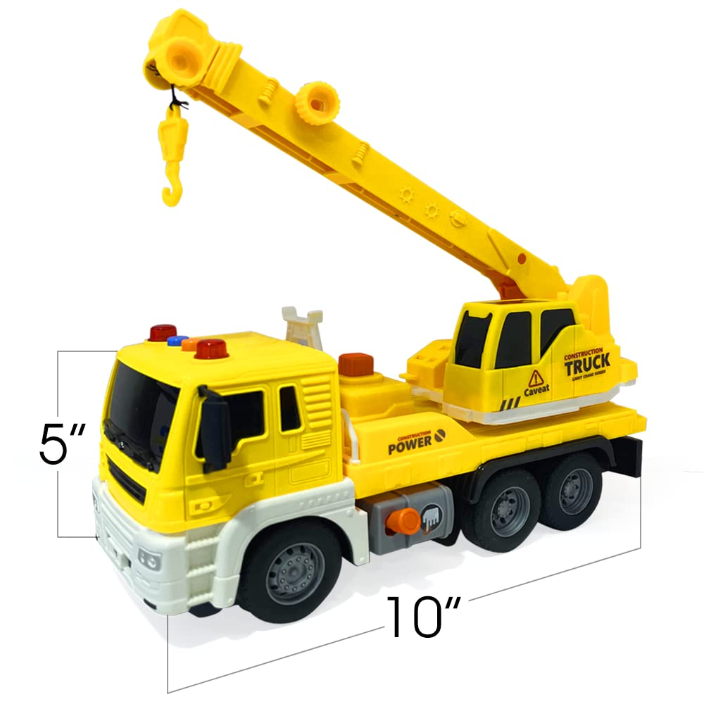 ArtCreativity Light Up Crane Truck Toy - Kids Construction Vehicle with Movable Crane, LED Lights & Sound Effects | Push & Go Toy for Boys & Girls | Perfect for Pretend Play, Birthday Gifts & STEM Learning