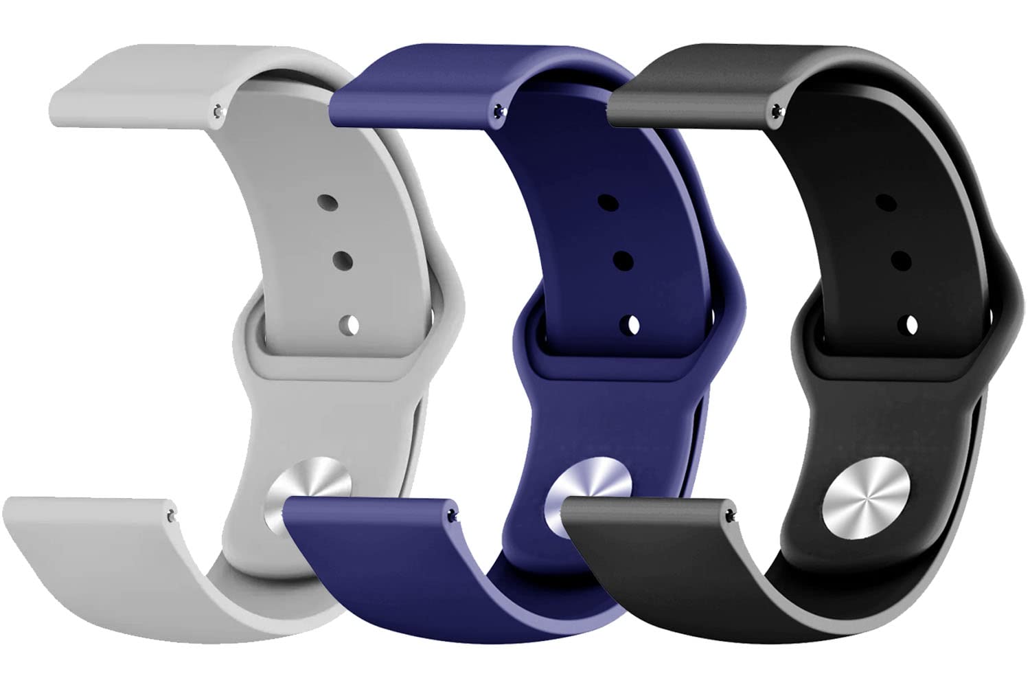 AONES 22mm 3-Pack Silicone Replacement Watch Band for Pebble Zenith Smartwatch - Durable, Comfortable Strap for Sports, Fitness & Everyday Wear