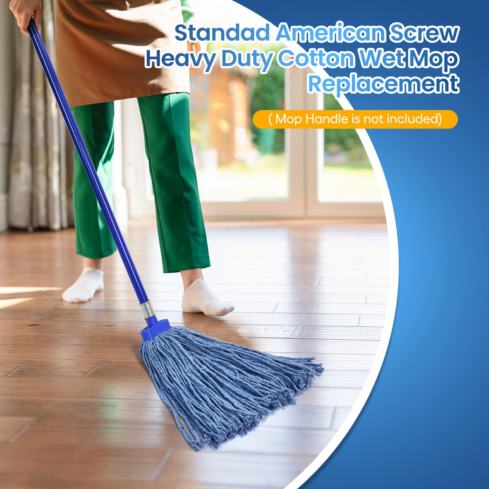 Heavy Duty Cotton Wet Mop Heads (12 Pack) - for Home & Commercial Cleaning