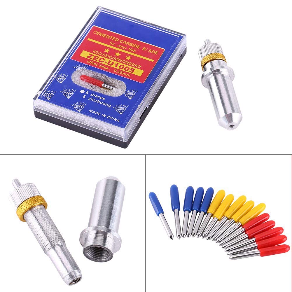 GOTOTOP 15pcs Tungsten Steel Plotter Cutter Blades - 30, 45, 60 Degree Cutting Tools with Holder for Vinyl, Paper, Cardboard & Craft Projects
