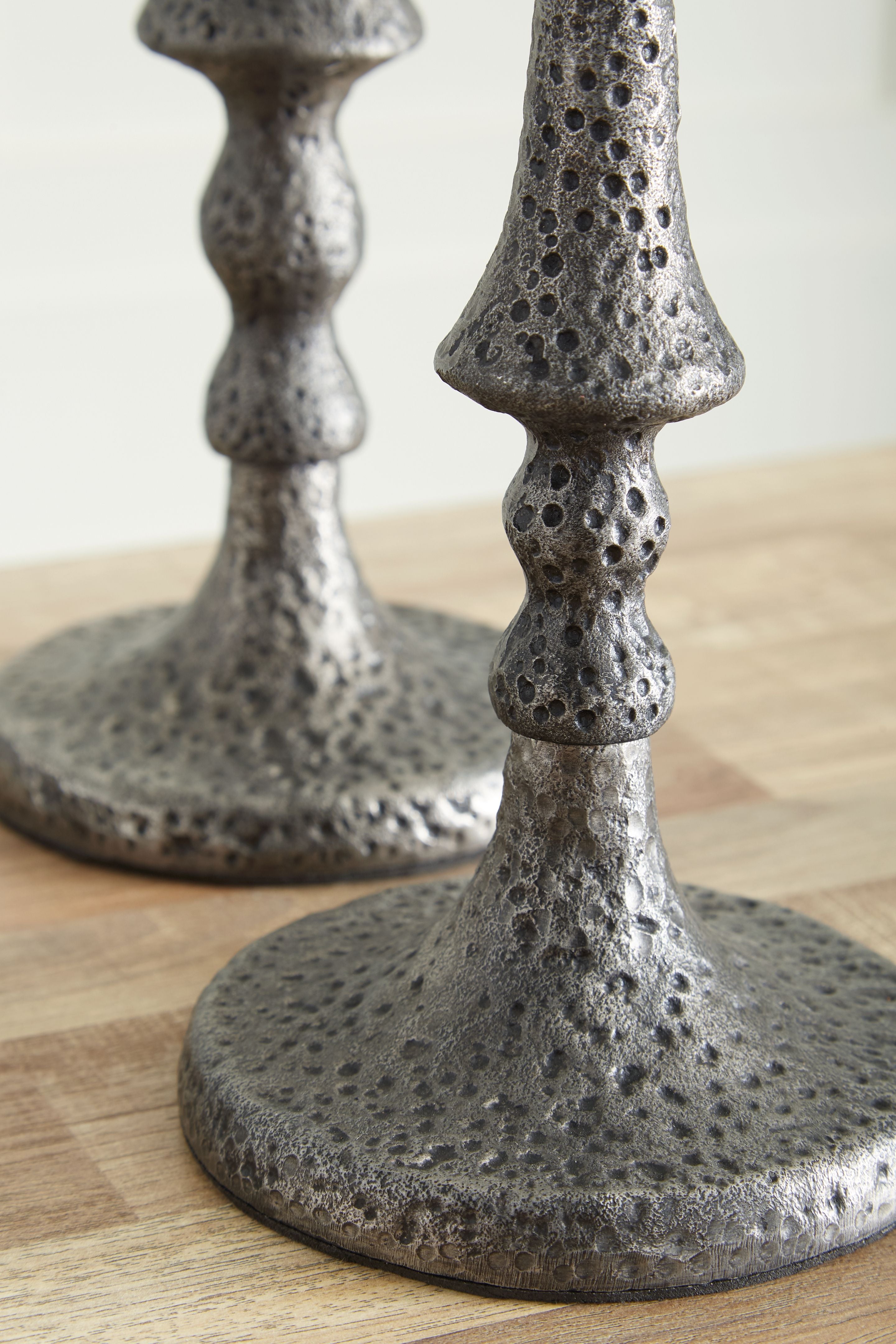 Eravell Pewter Finish Candle Holder Set of 3 - Elegant Home Decor for Dining Table, Wedding Centerpiece & Romantic Ambiance