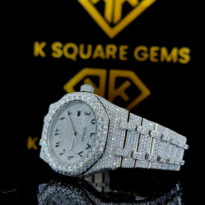 Luxury Moissanite Iced Out Watch for Men - Swiss Automatic Movement - Perfect for Formal Events, Parties & Special Occasions