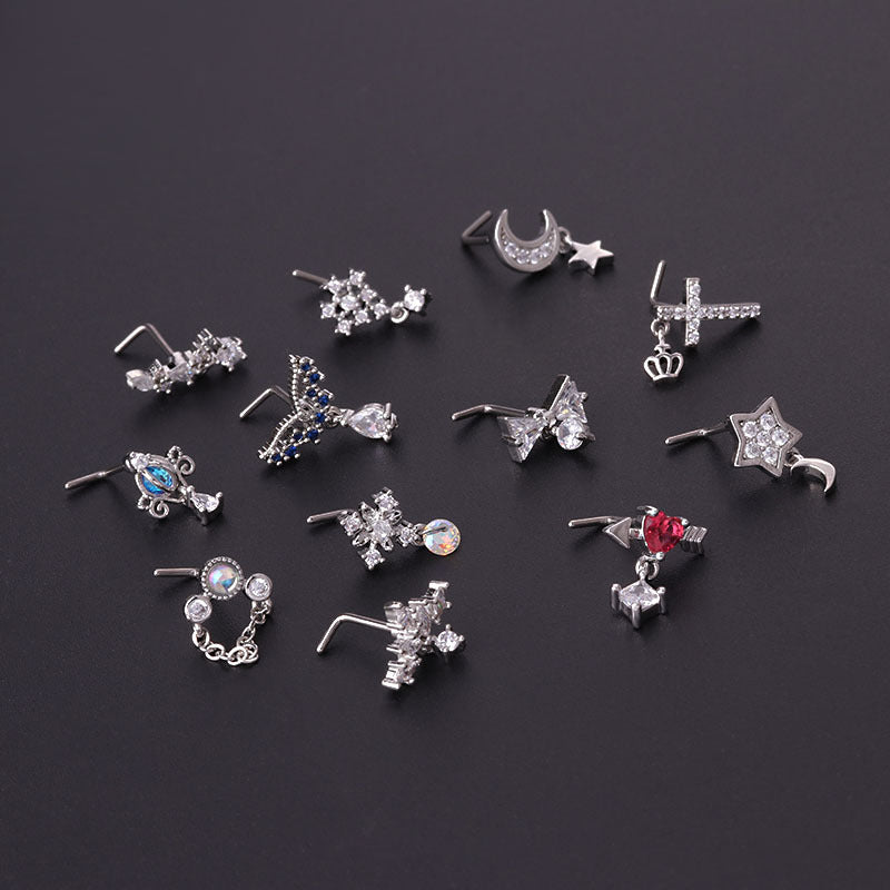 20G Cross Dangle Nose Stud - Hypoallergenic Surgical Steel Nose Ring for Women | Perfect for Everyday Wear, Parties & Special Occasions