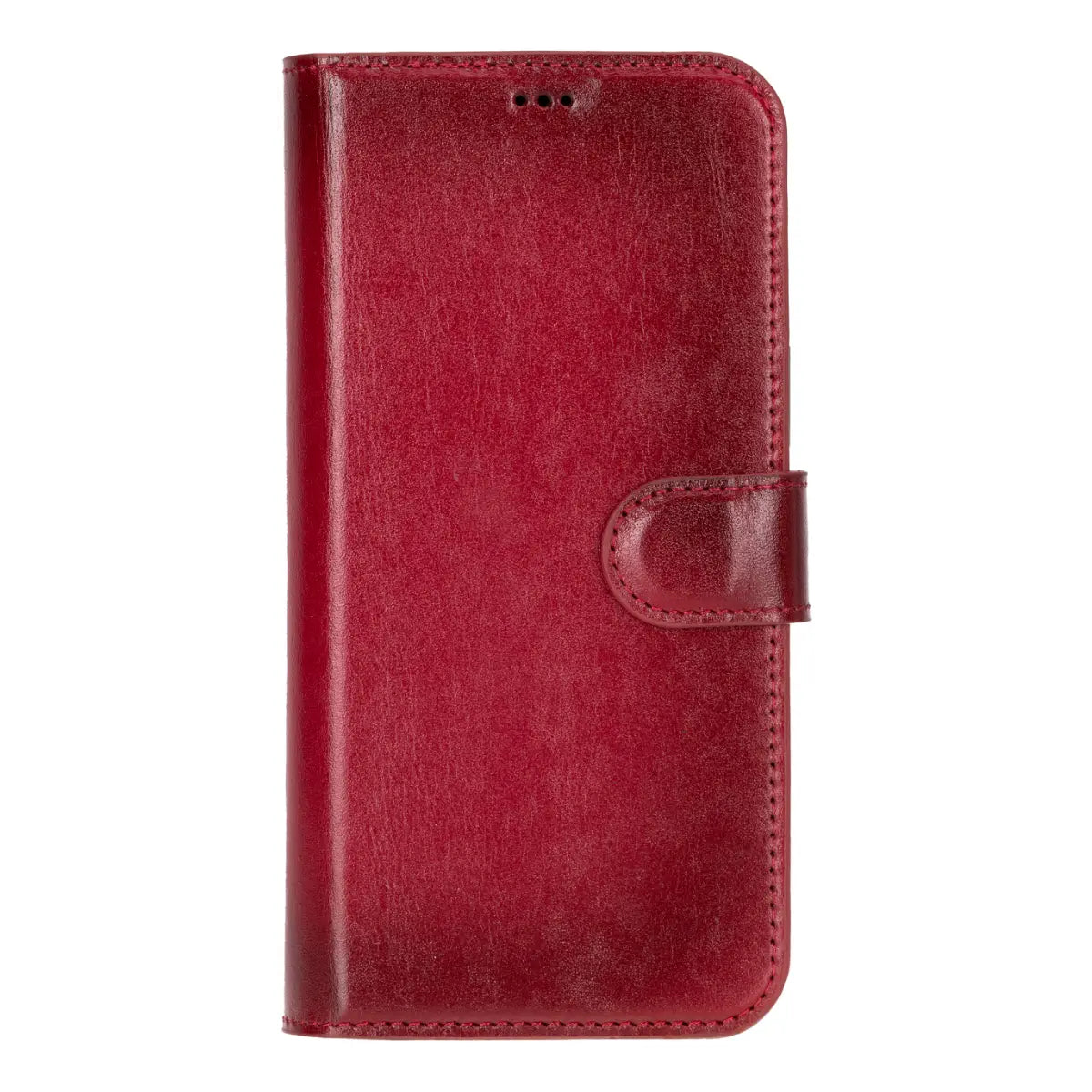 Premium Burnished Red Leather Wallet Case for iPhone 16 Pro Max - Slim Protective Cover with Card Slots | Perfect for Everyday Use, Travel & Business (2024 Model)