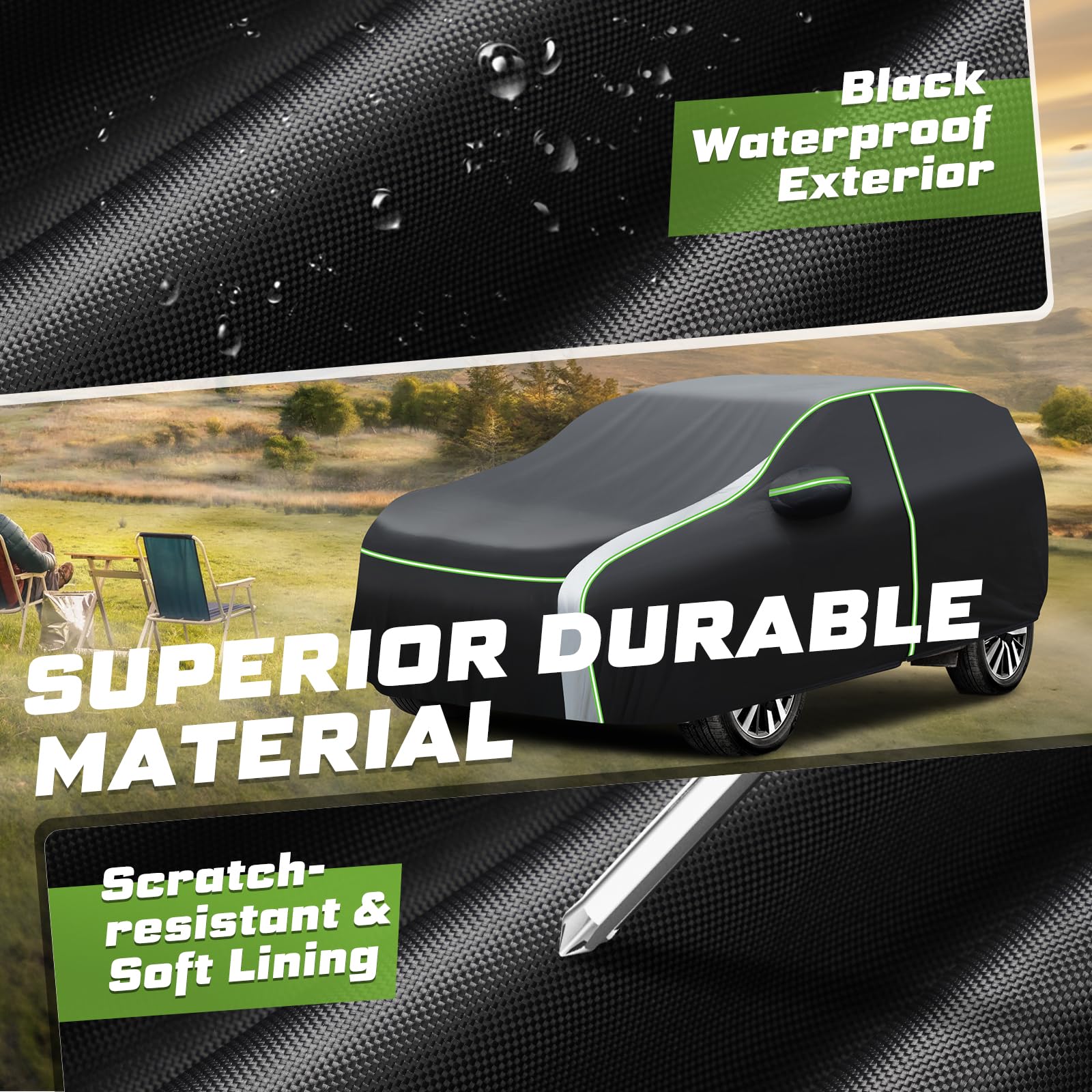 Mixsuper All-Weather Waterproof Car Cover for Toyota 4Runner 2002-2025 - Full Protection Outdoor Vehicle Cover with Zipper Door & Reflective Strips - Perfect for Parking, Storage, and Extreme Weather Protection