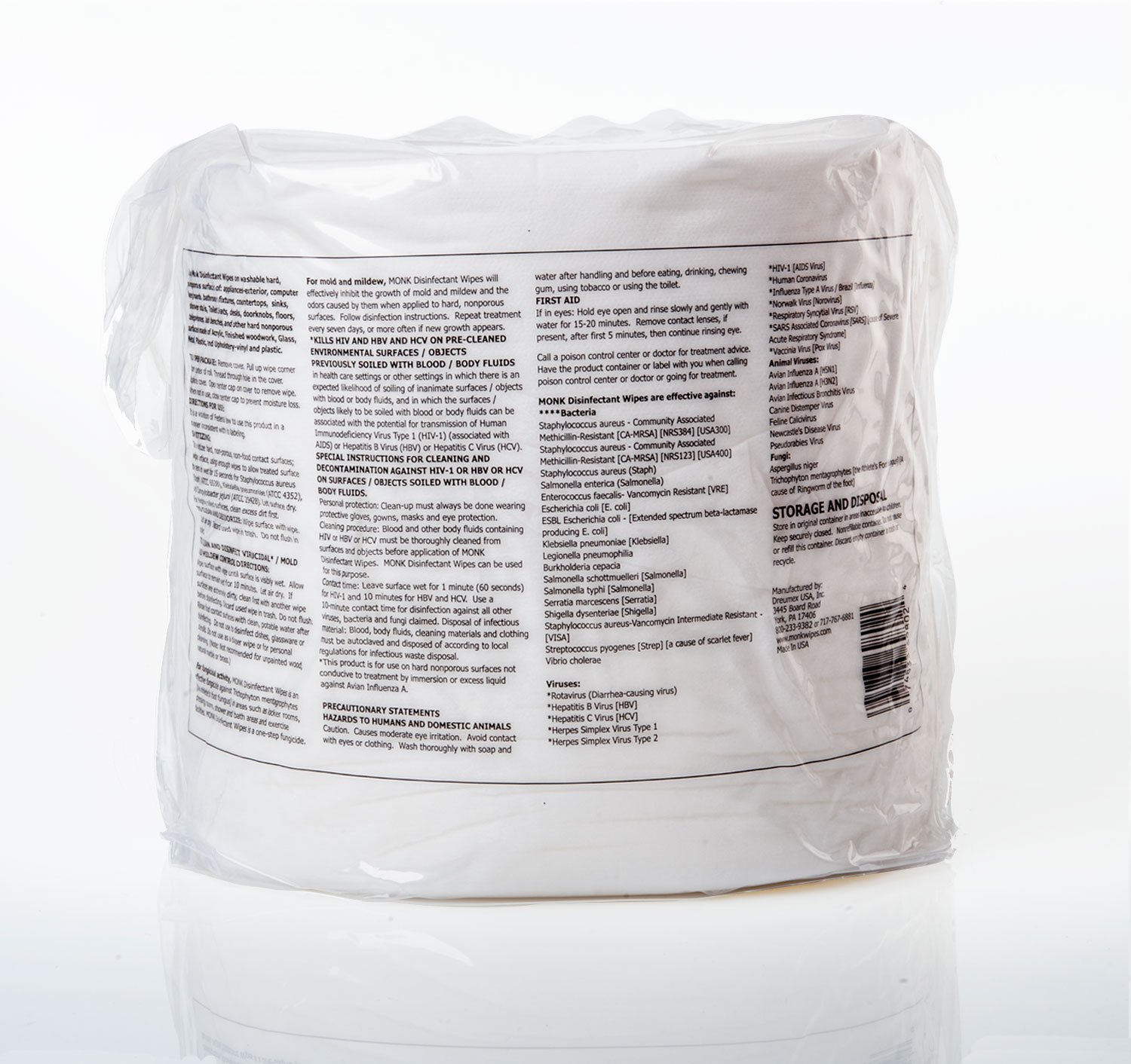 Monk - 69804R Disinfecting Gym Wipes 4 Refill Pack (800 Count) - Antibacterial Cleaning Wipes for Gym Equipment, Yoga Mats & Fitness Gear - Ideal for Home Gyms, Fitness Centers & Sports Facilities